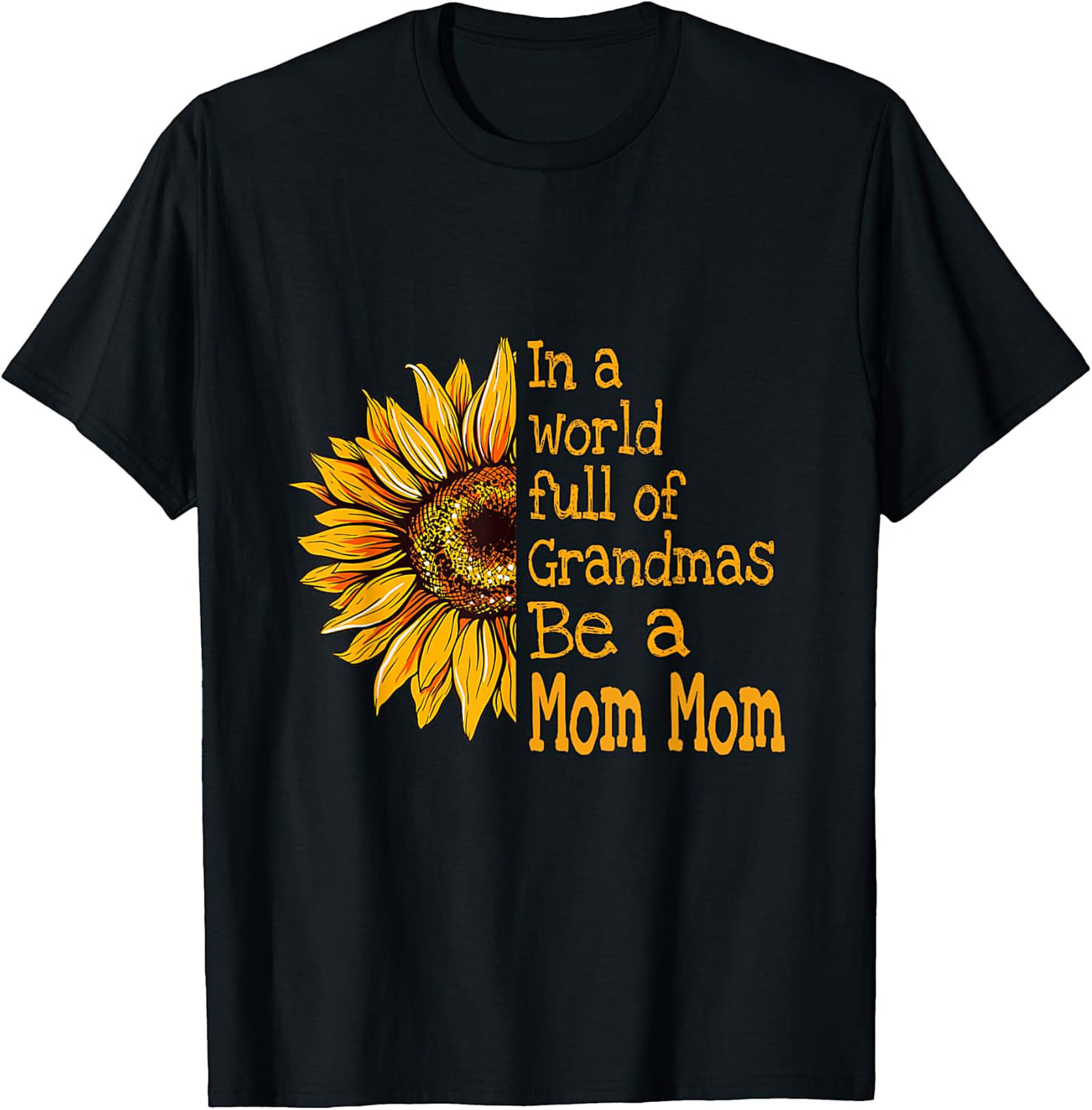 Mom Mom T-Shirt Sunflower Graphic Tee for Grandmas