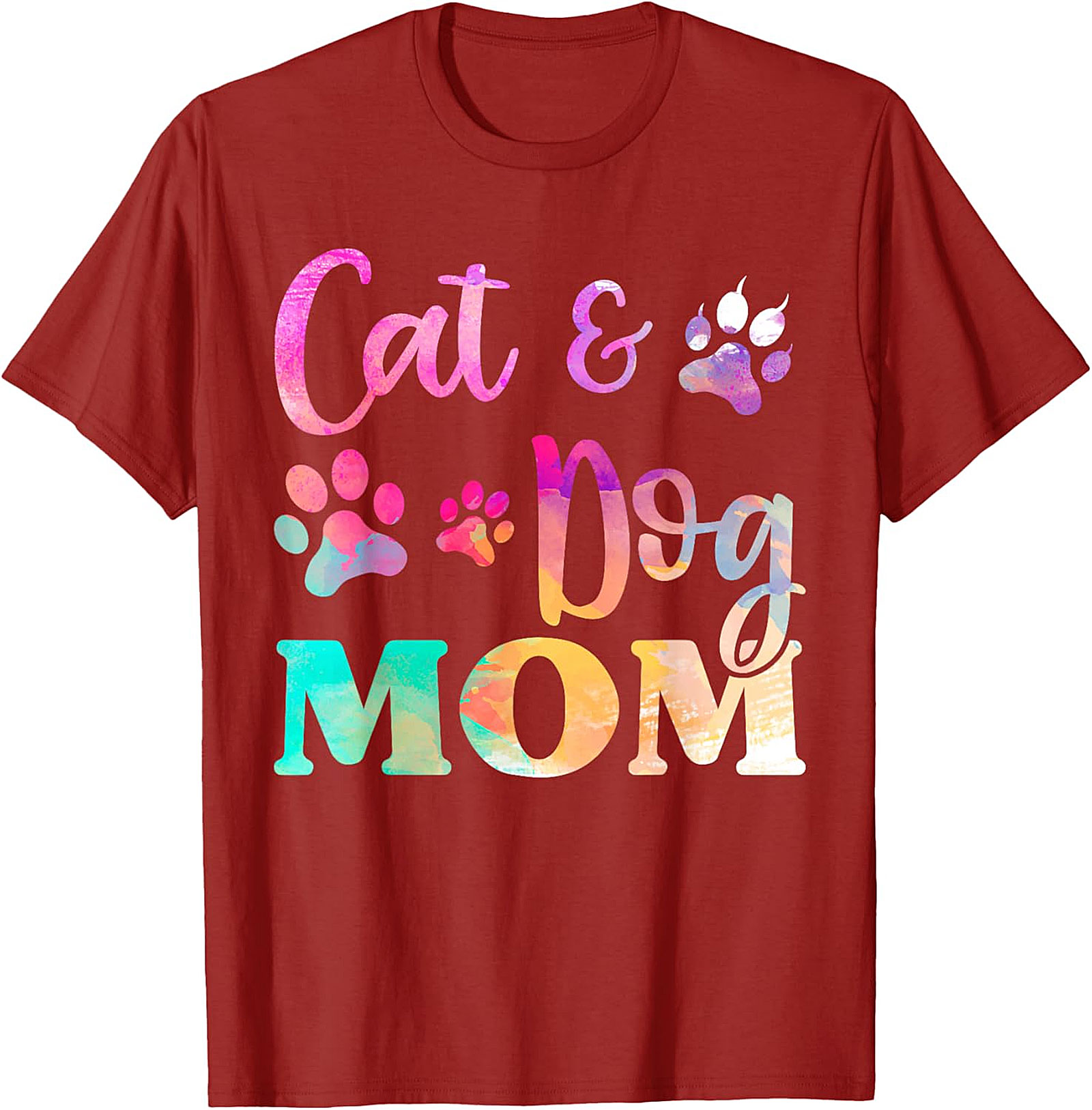 Cat & Dog Mom T-Shirt Colorful Pet Lover Graphic Tee