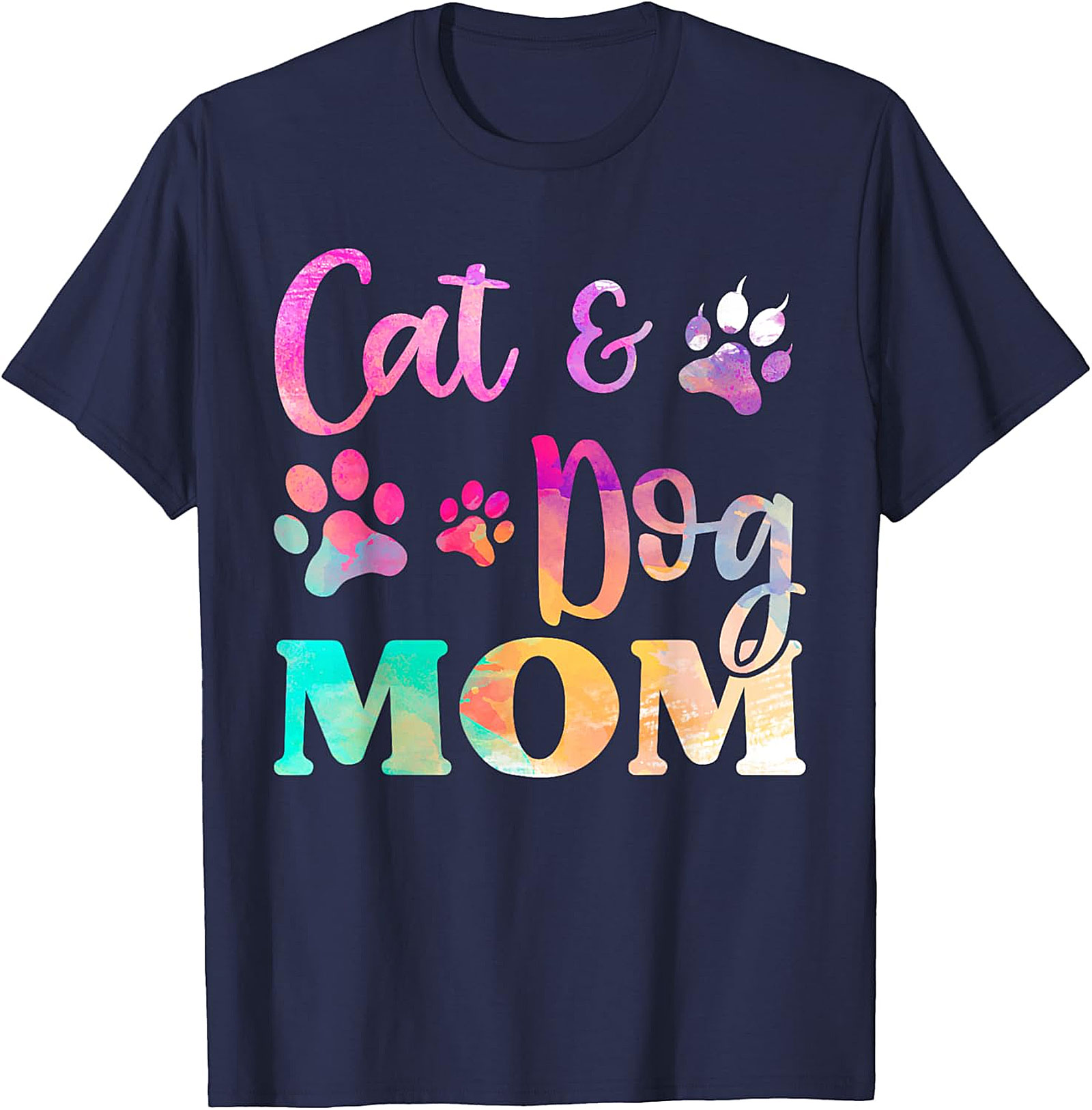 Cat & Dog Mom T-Shirt Colorful Pet Lover Graphic Tee