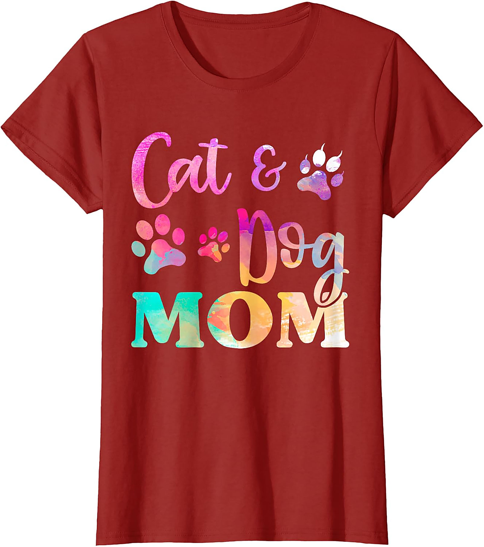 Cat & Dog Mom T-Shirt Colorful Pet Lover Graphic Tee