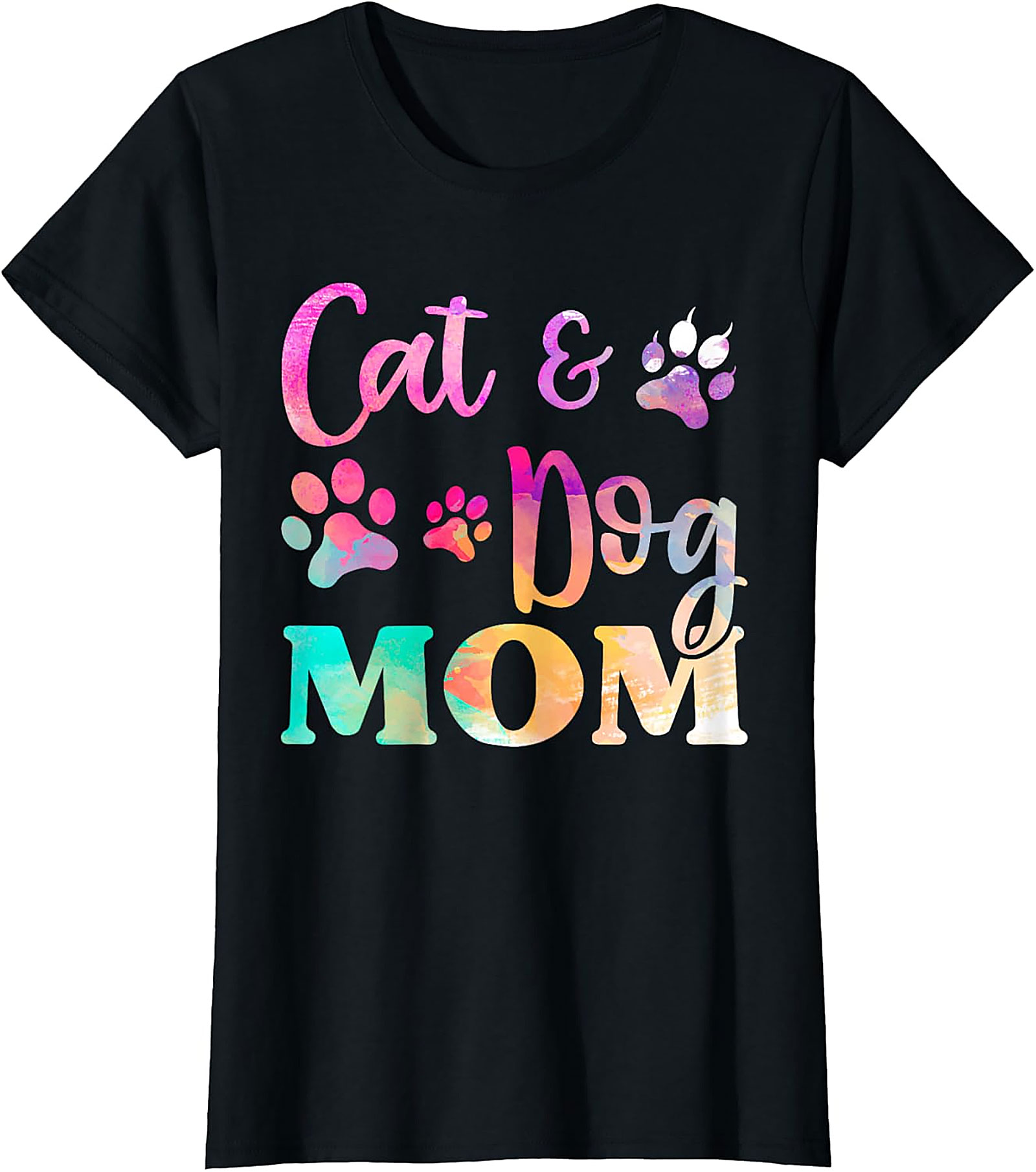 Cat & Dog Mom T-Shirt Colorful Pet Lover Graphic Tee