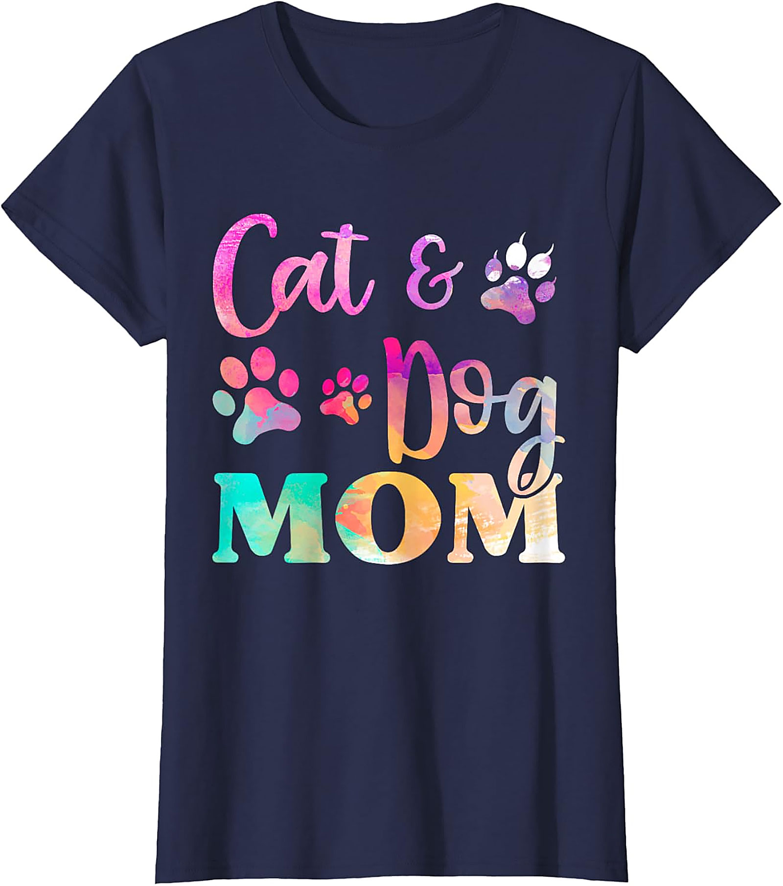 Cat & Dog Mom T-Shirt Colorful Pet Lover Graphic Tee
