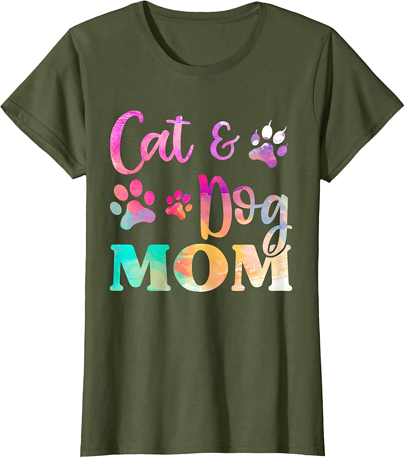 Cat & Dog Mom T-Shirt Colorful Pet Lover Graphic Tee