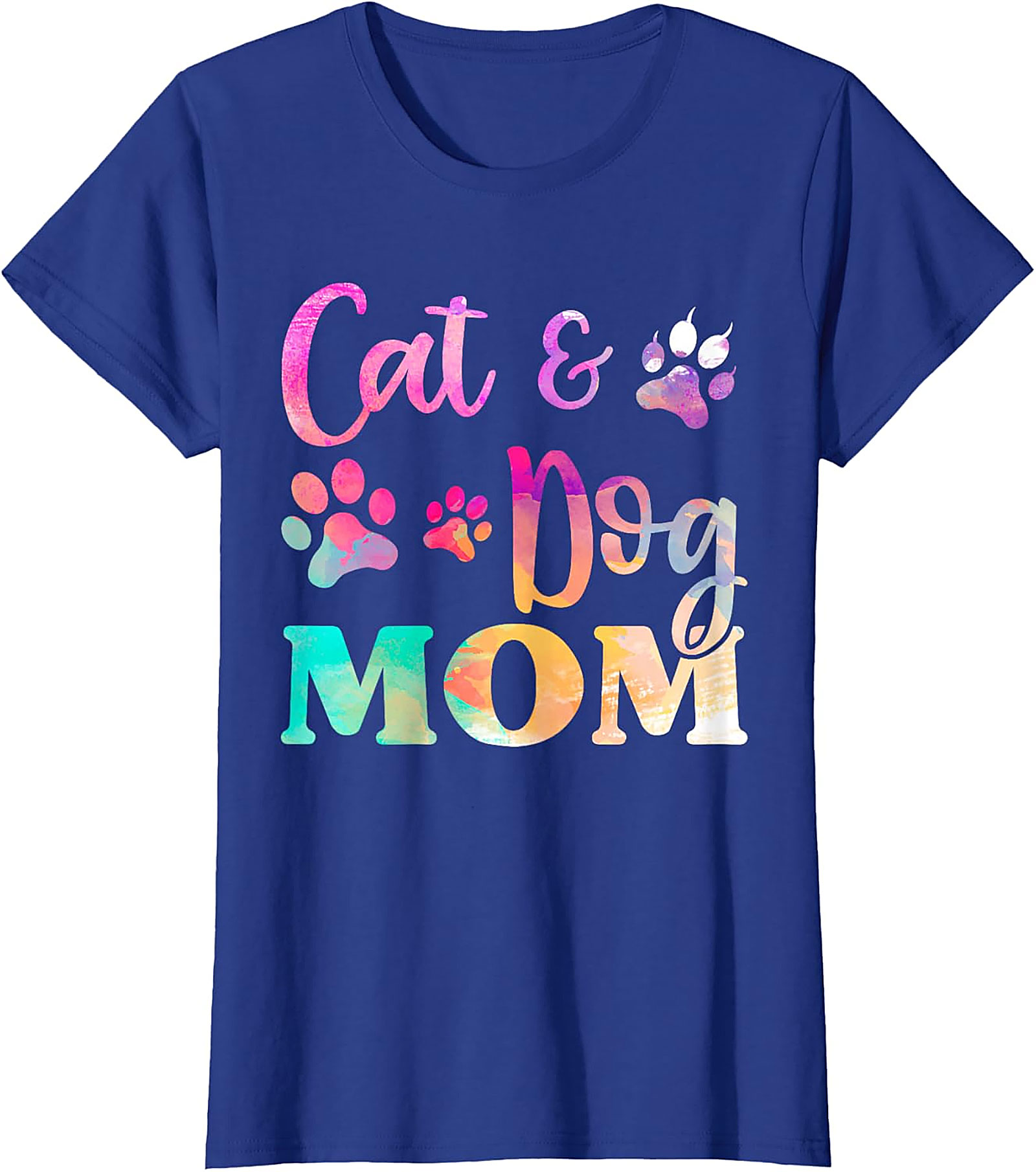 Cat & Dog Mom T-Shirt Colorful Pet Lover Graphic Tee