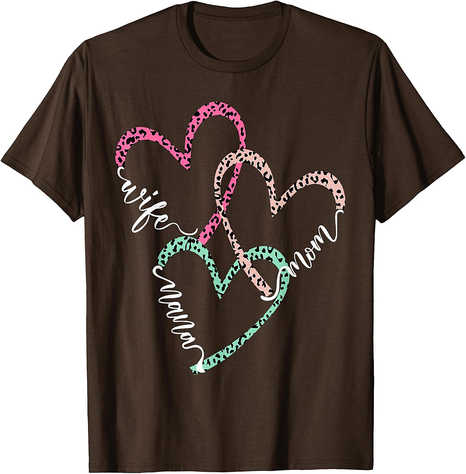 Wife Mom Mama Leopard Heart T-Shirt | Soft Cotton Gift Tee