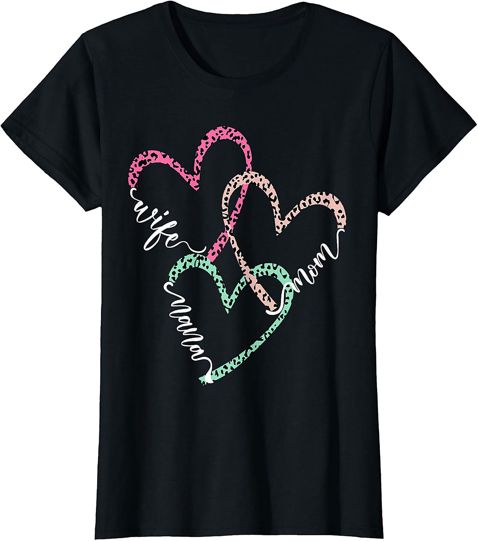 Wife Mom Mama Leopard Heart T-Shirt | Soft Cotton Gift Tee