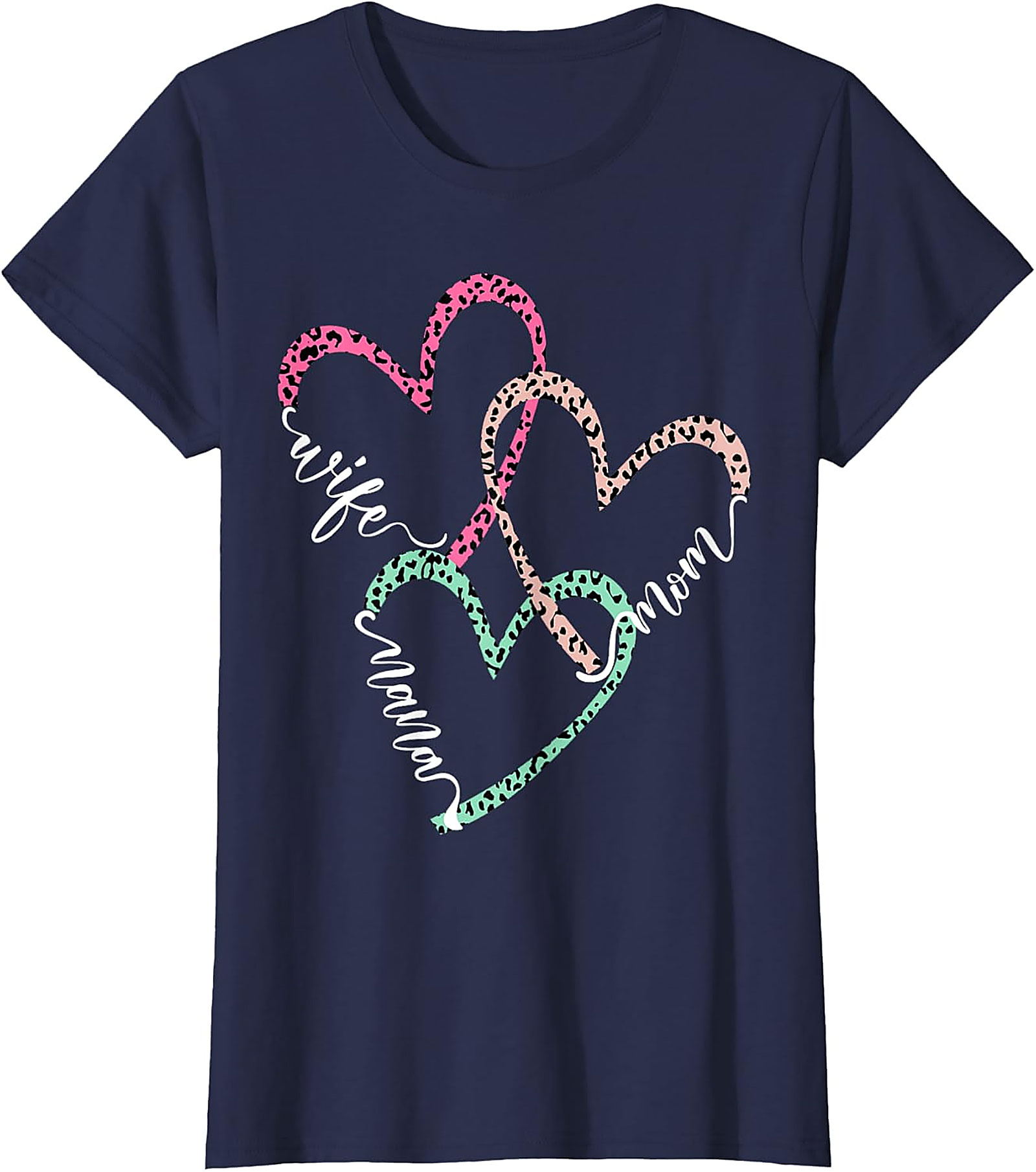 Wife Mom Mama Leopard Heart T-Shirt | Soft Cotton Gift Tee