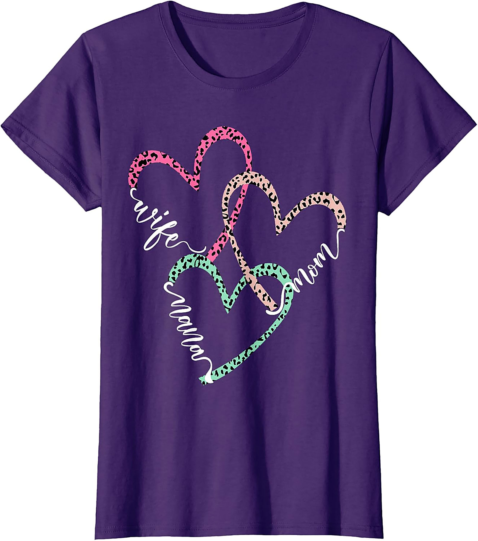 Wife Mom Mama Leopard Heart T-Shirt | Soft Cotton Gift Tee