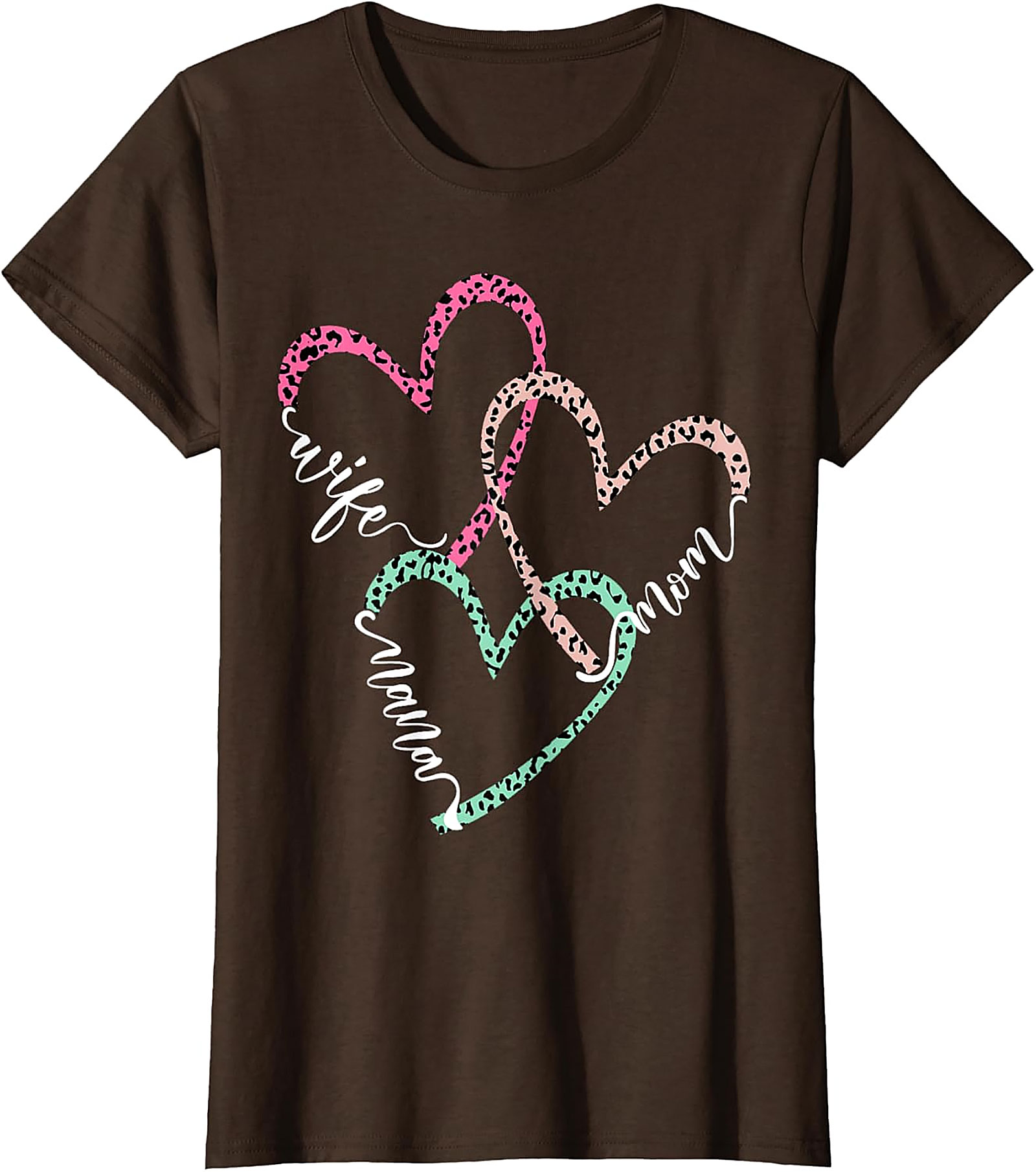 Wife Mom Mama Leopard Heart T-Shirt | Soft Cotton Gift Tee