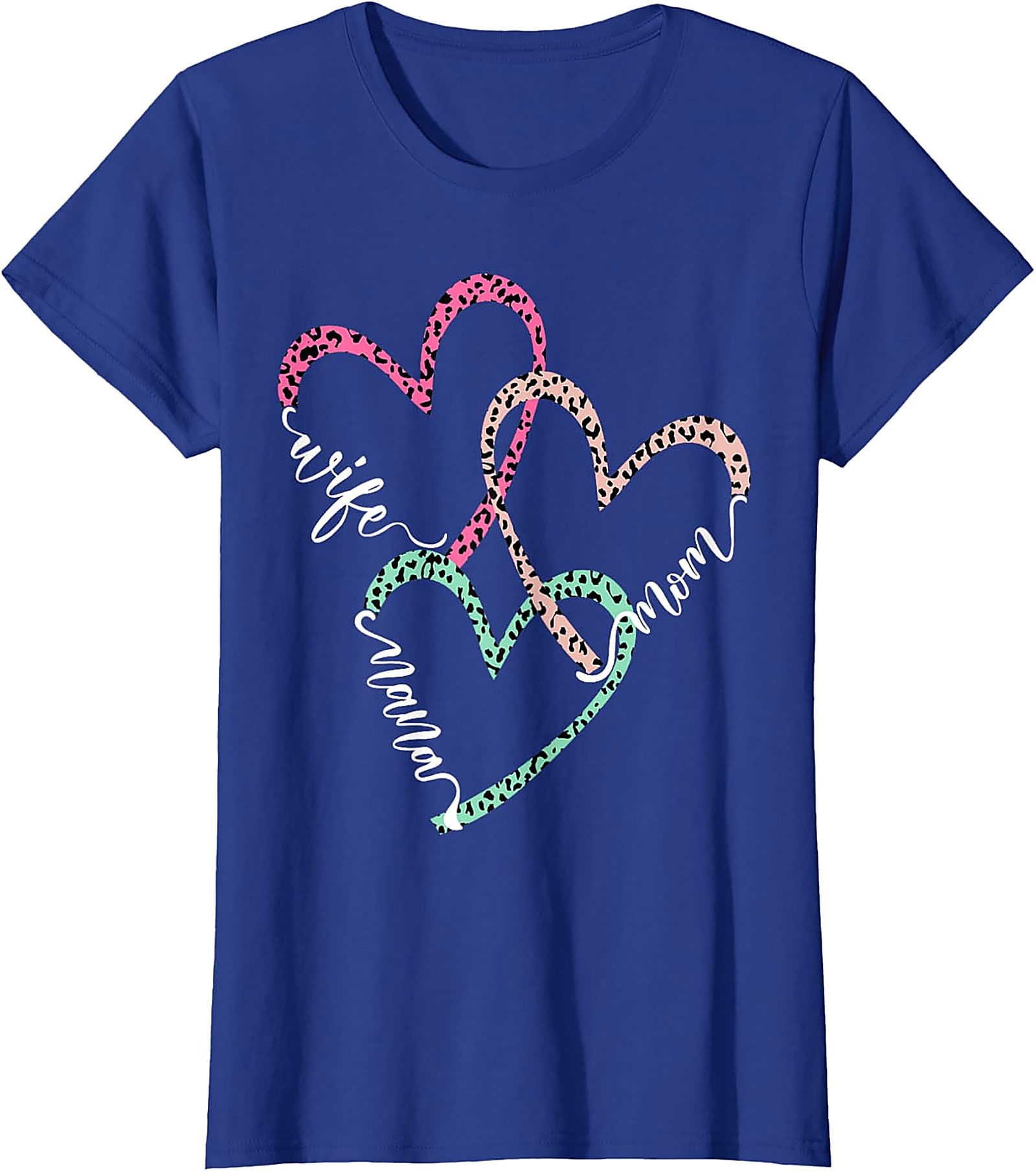 Wife Mom Mama Leopard Heart T-Shirt | Soft Cotton Gift Tee