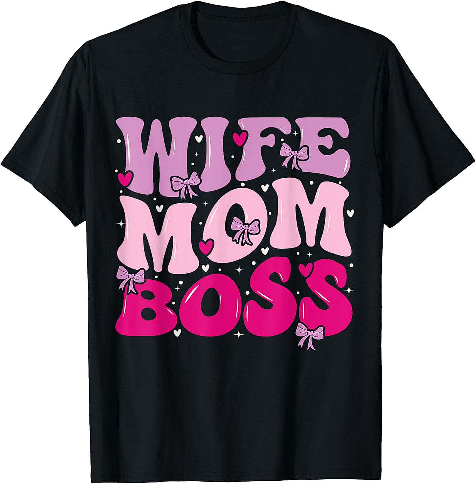 Wife Mom Boss T-Shirt | Cute Pink Graphic Tee for Her