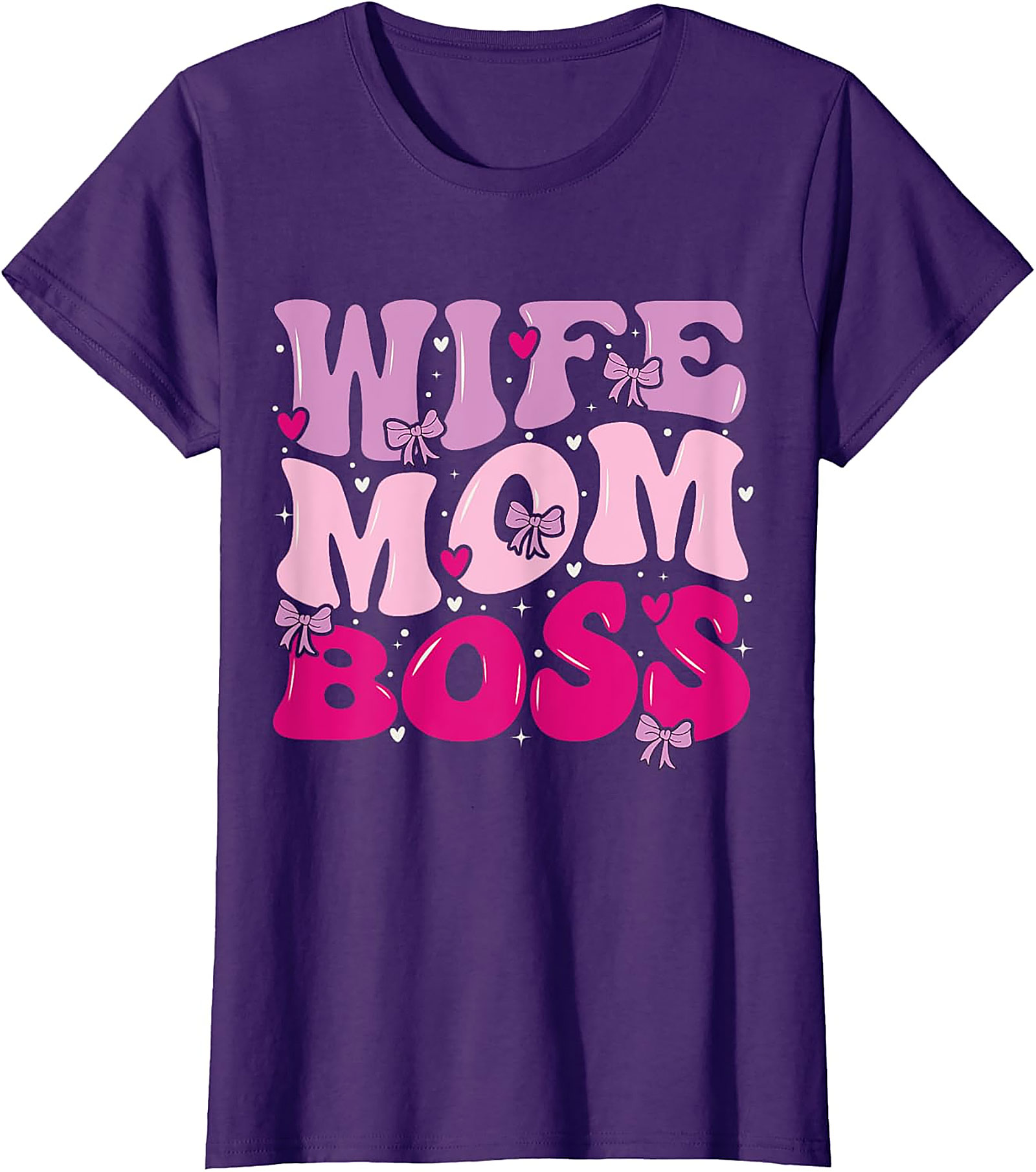 Wife Mom Boss T-Shirt | Cute Pink Graphic Tee for Her