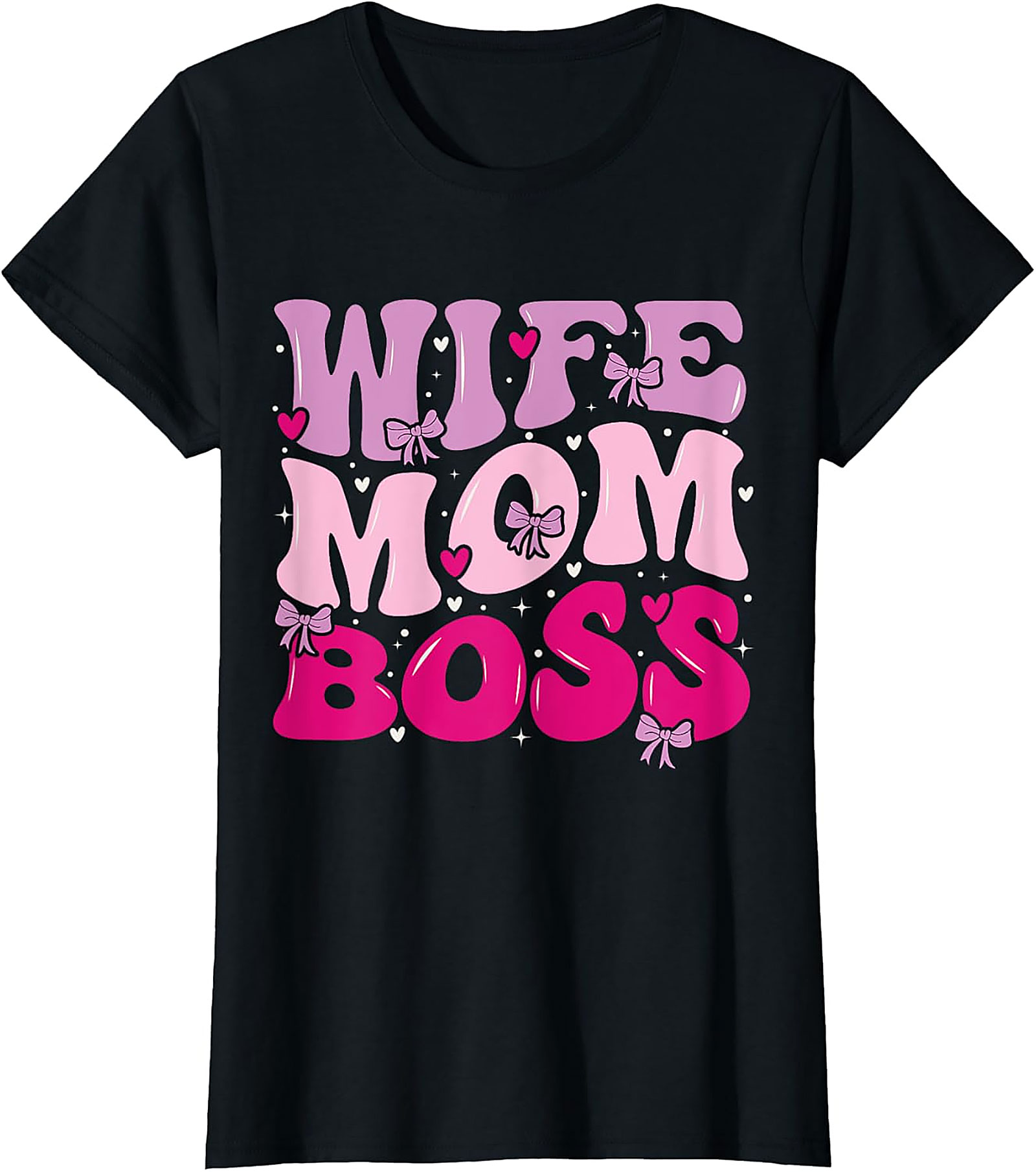 Wife Mom Boss T-Shirt | Cute Pink Graphic Tee for Her