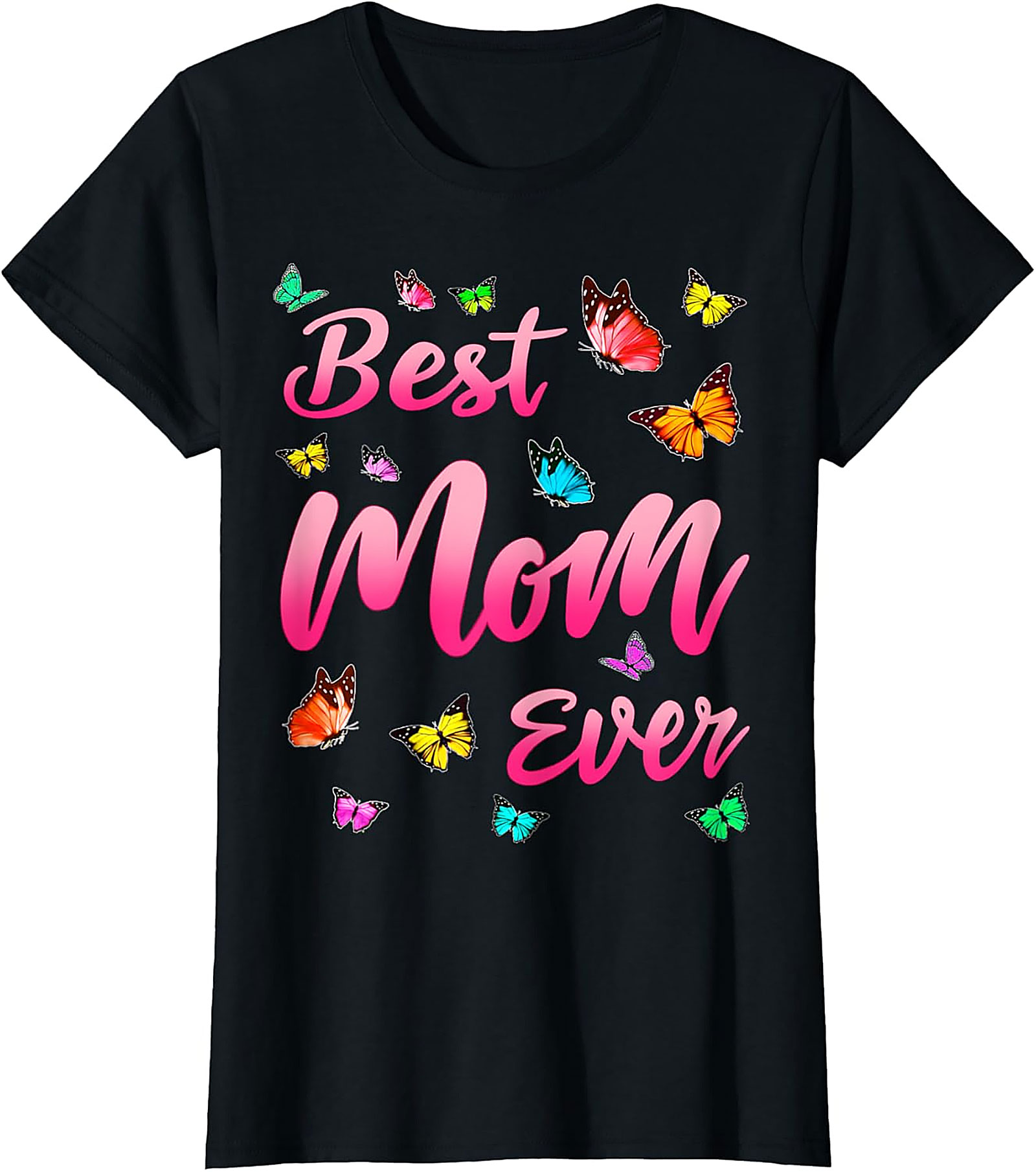  Best Mom Ever T-shirt Butterfly Graphic Tee for Women
