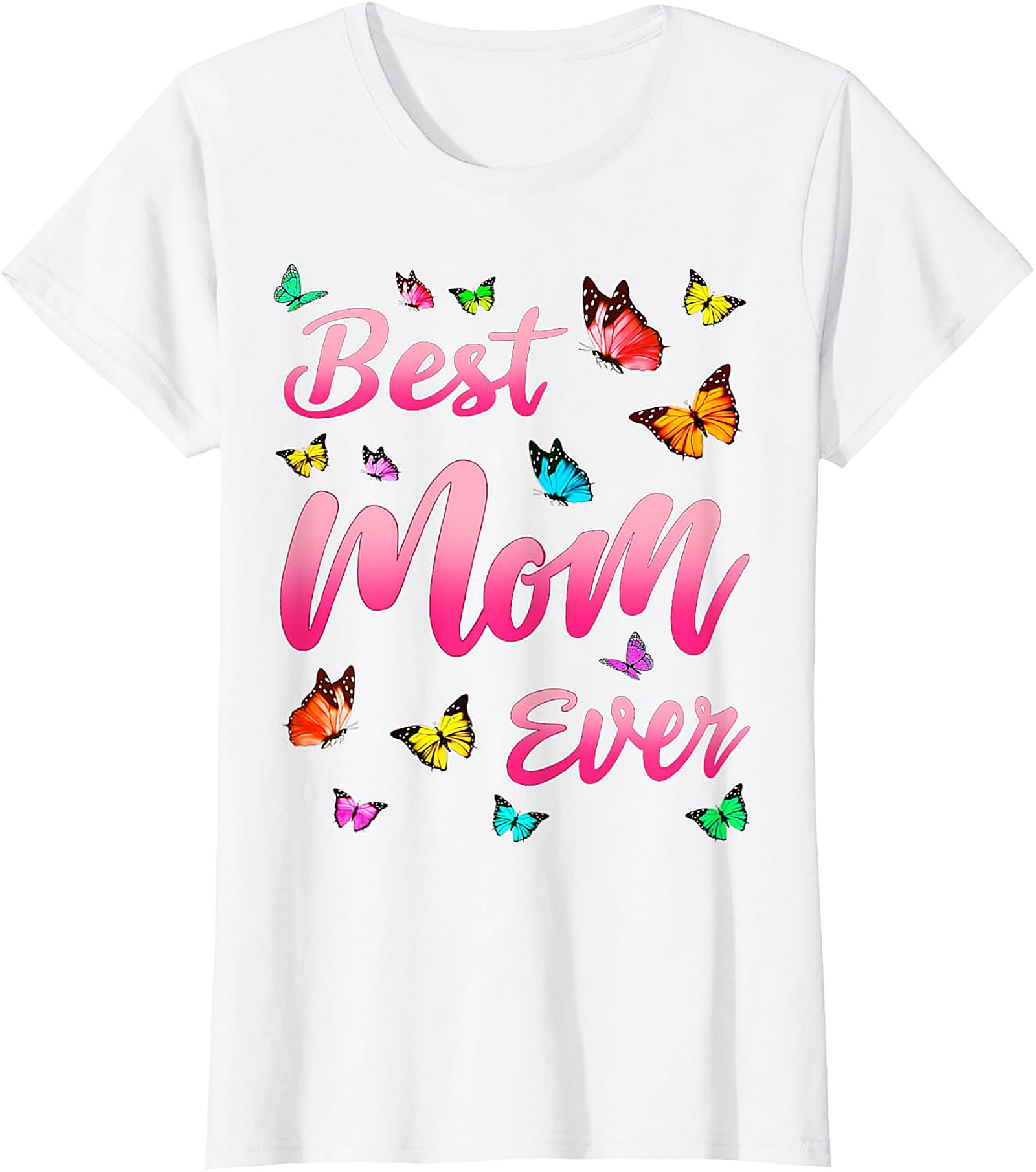  Best Mom Ever T-shirt Butterfly Graphic Tee for Women