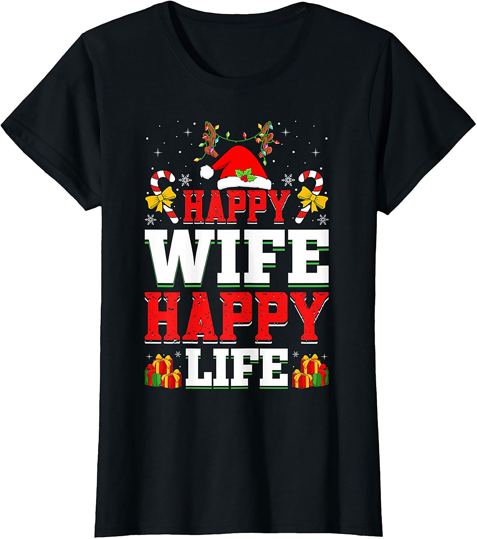 Happy Wife Happy Life Christmas T-shirt | Funny Holiday Tee