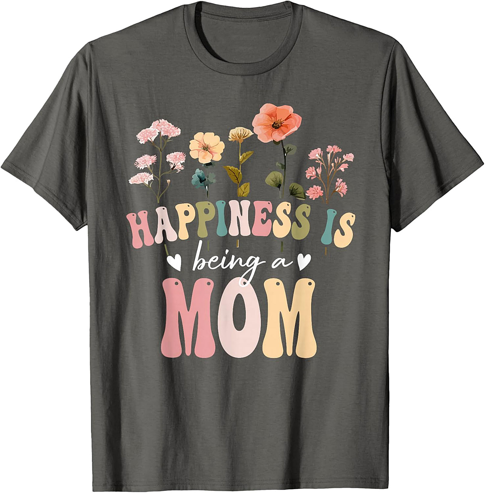 Happiness Is Being A Mom T-shirt Retro Floral Graphic Tee