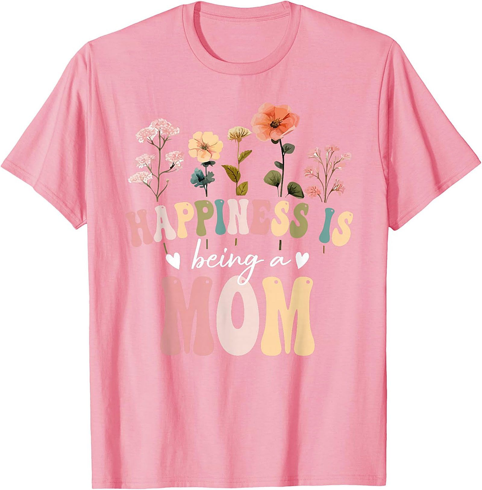 Happiness Is Being A Mom T-shirt Retro Floral Graphic Tee