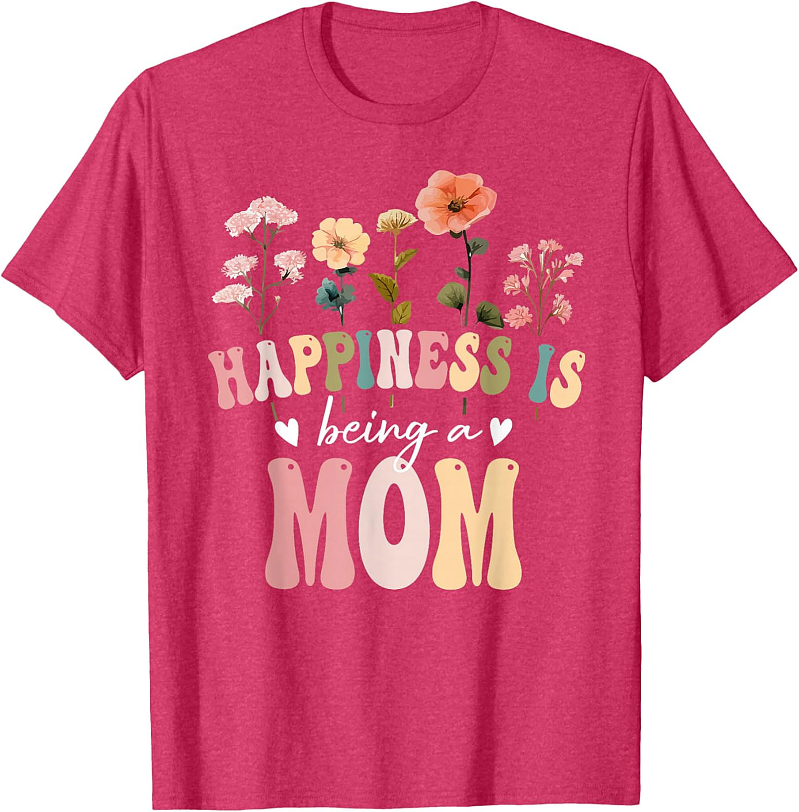 Happiness Is Being A Mom T-shirt Retro Floral Graphic Tee