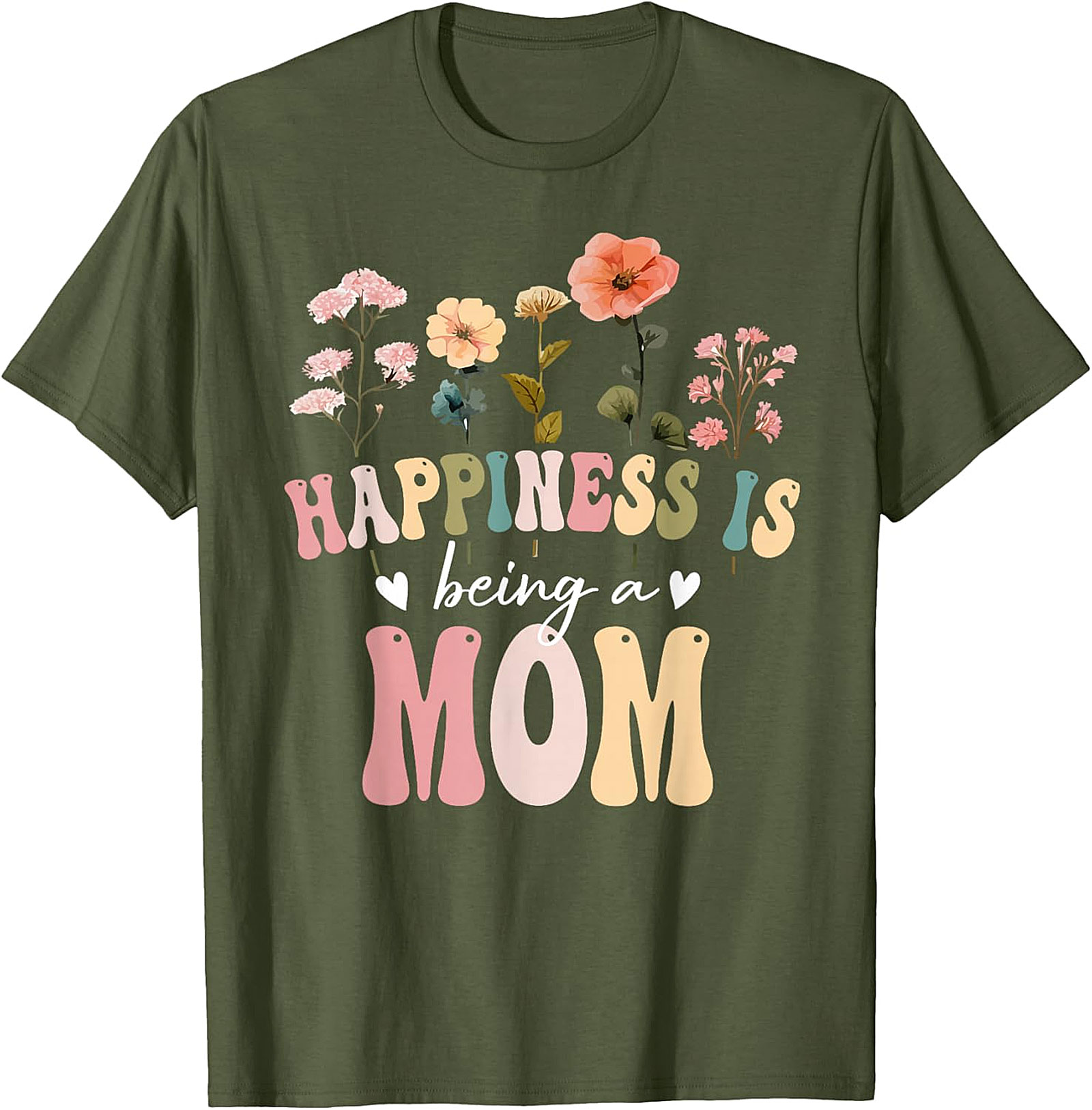 Happiness Is Being A Mom T-shirt Retro Floral Graphic Tee
