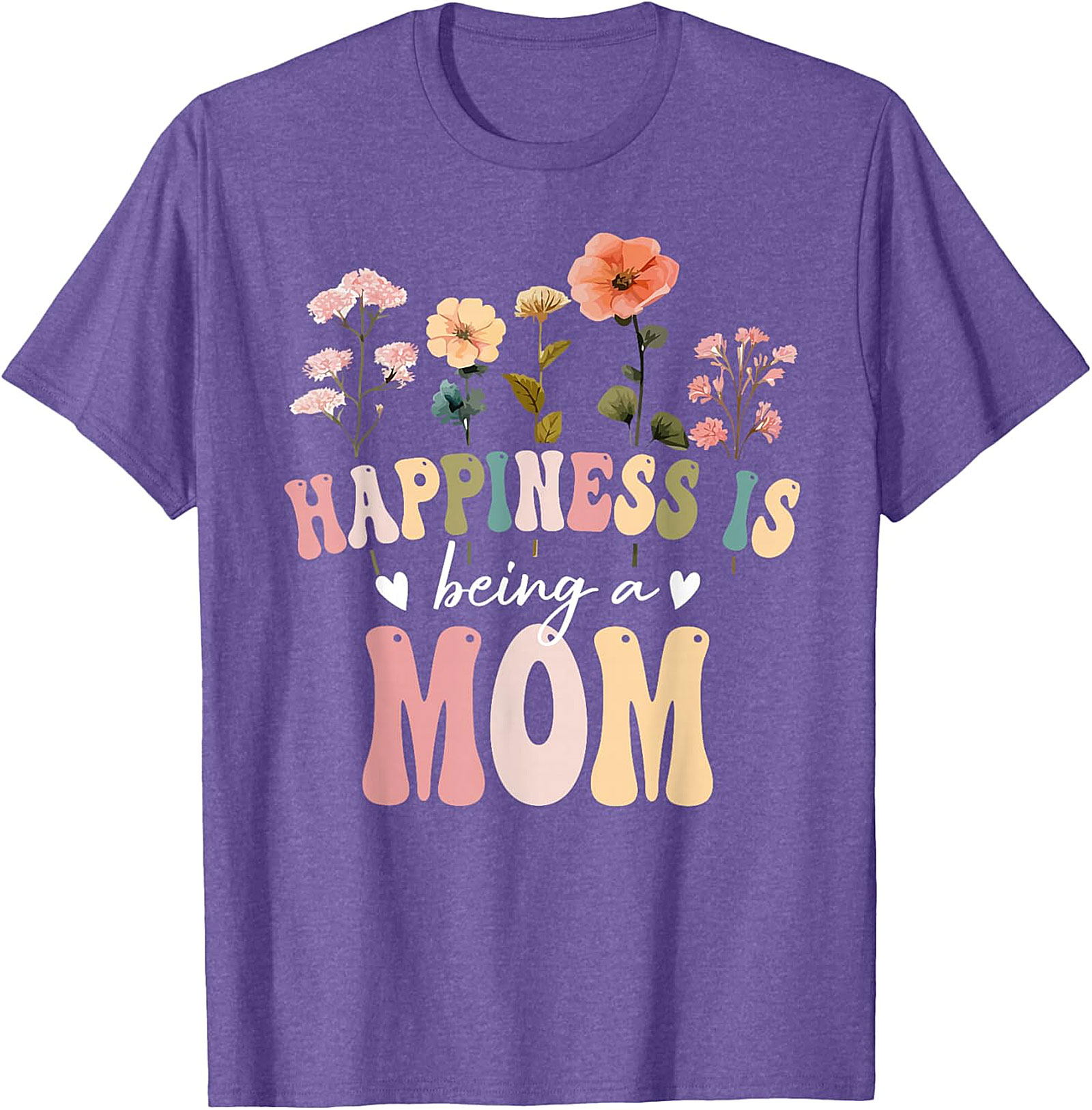 Happiness Is Being A Mom T-shirt Retro Floral Graphic Tee