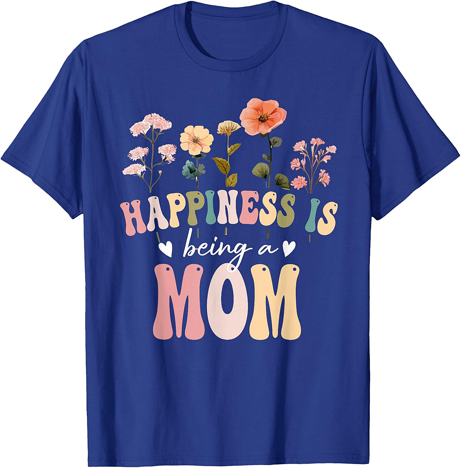 Happiness Is Being A Mom T-shirt Retro Floral Graphic Tee