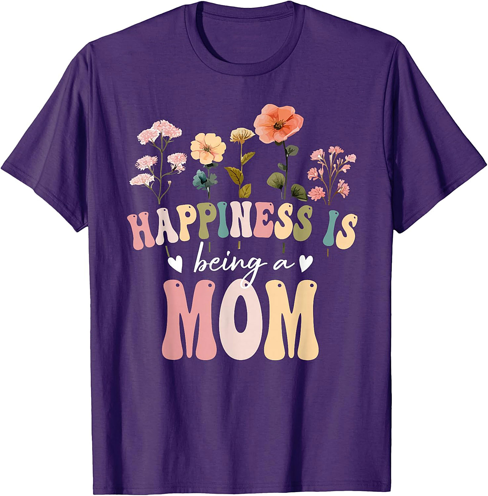 Happiness Is Being A Mom T-shirt Retro Floral Graphic Tee
