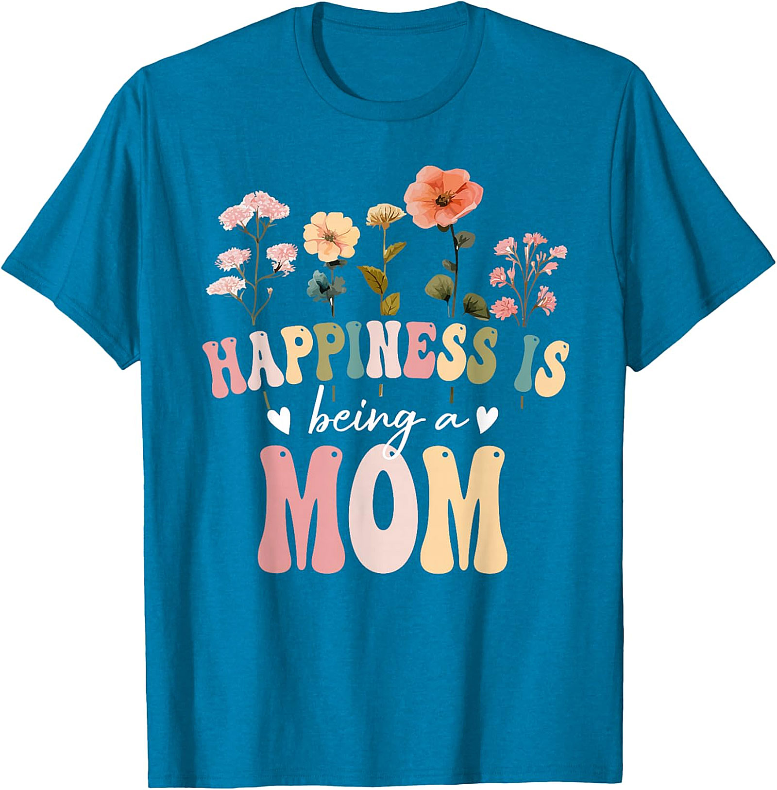 Happiness Is Being A Mom T-shirt Retro Floral Graphic Tee