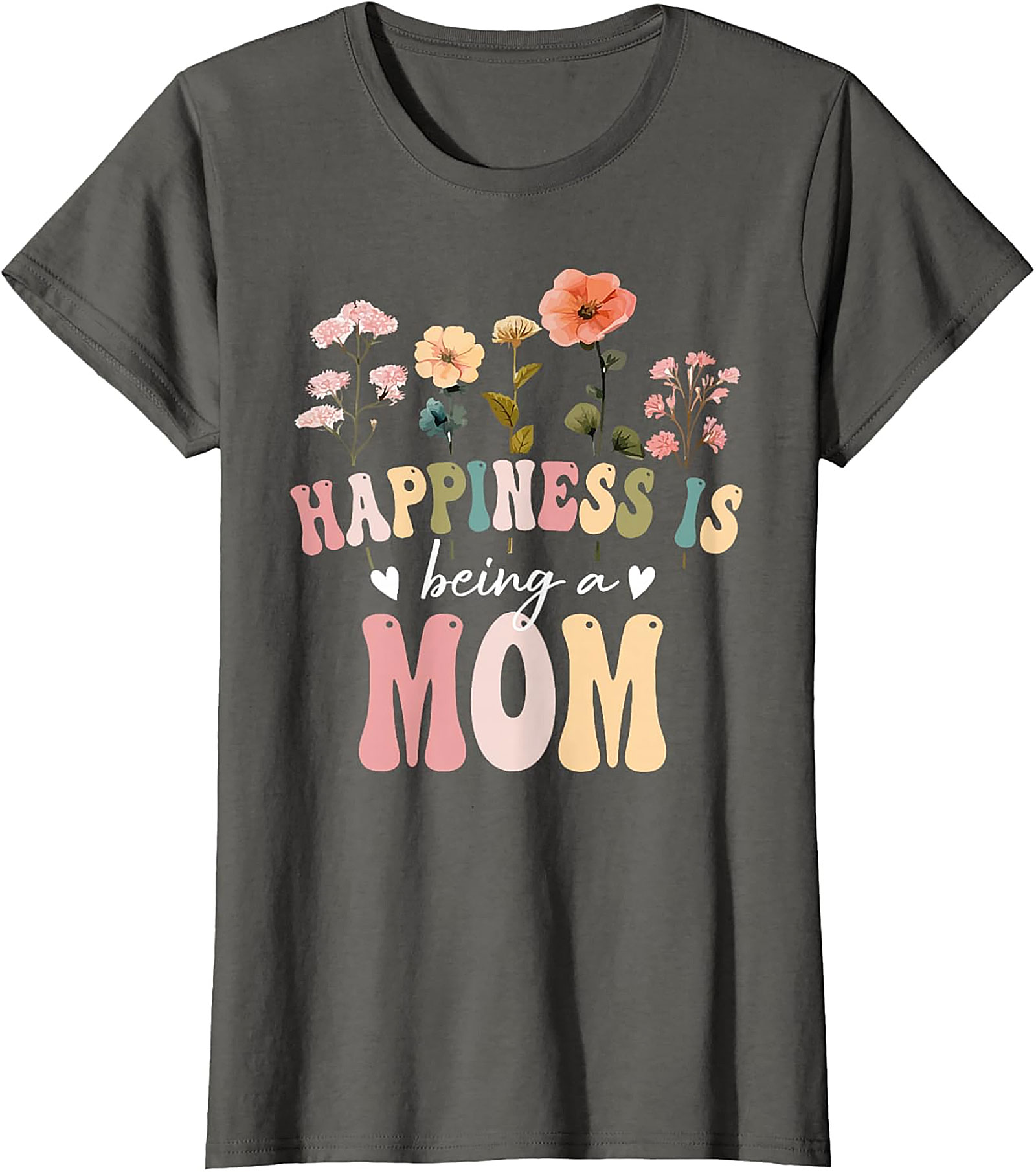 Happiness Is Being A Mom T-shirt Retro Floral Graphic Tee