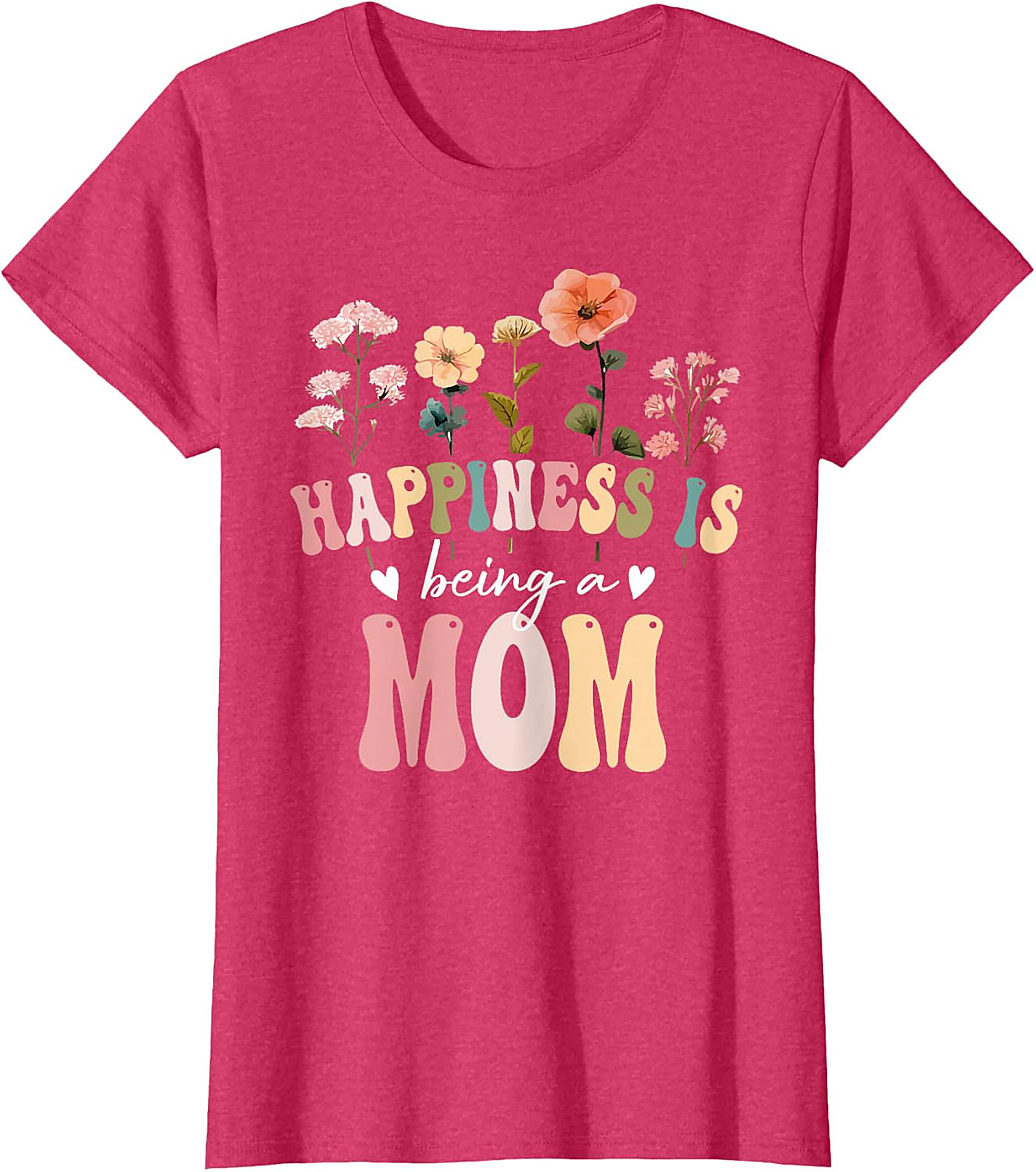 Happiness Is Being A Mom T-shirt Retro Floral Graphic Tee