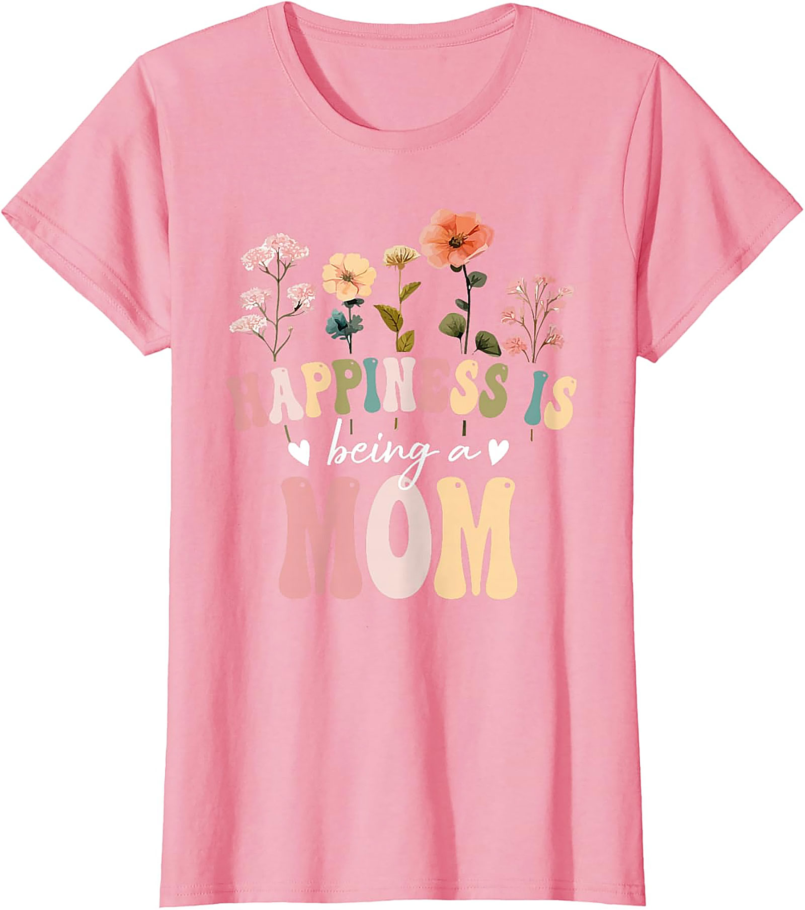 Happiness Is Being A Mom T-shirt Retro Floral Graphic Tee