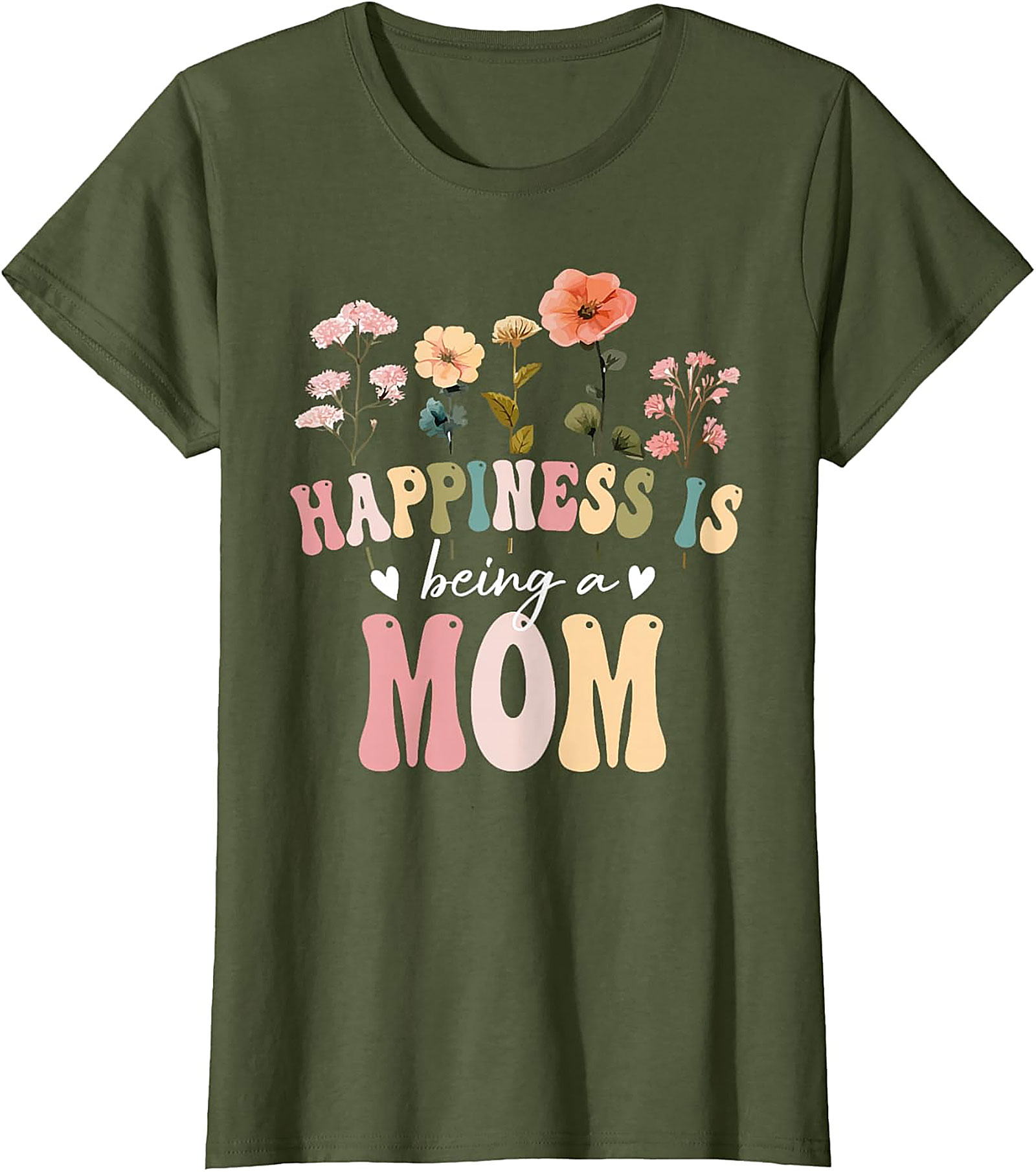 Happiness Is Being A Mom T-shirt Retro Floral Graphic Tee