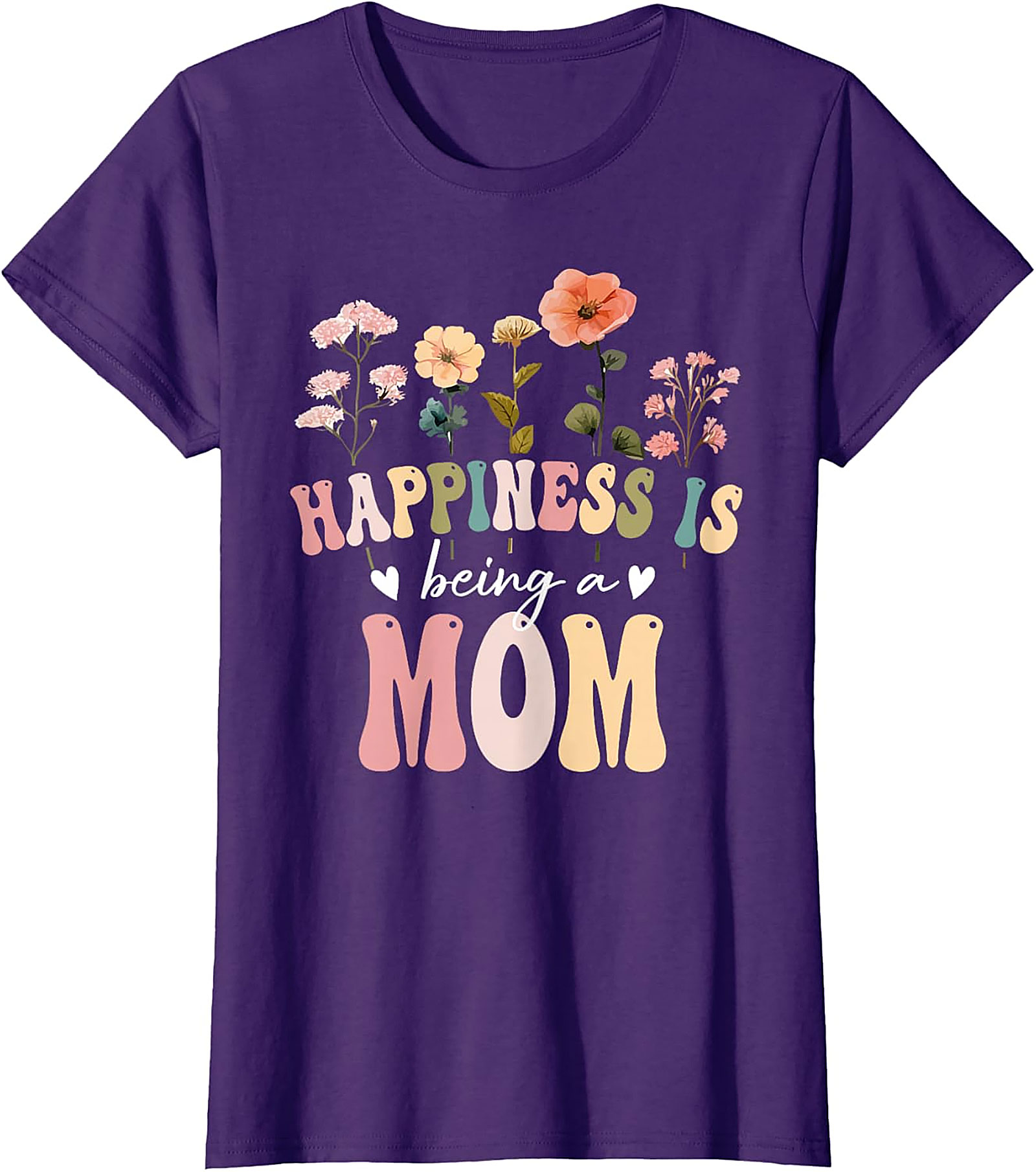 Happiness Is Being A Mom T-shirt Retro Floral Graphic Tee