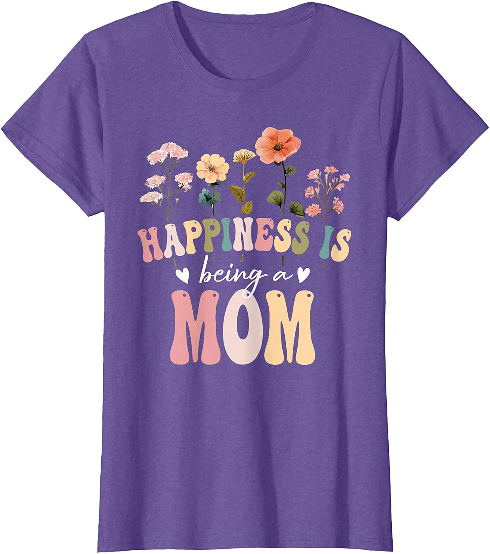 Happiness Is Being A Mom T-shirt Retro Floral Graphic Tee