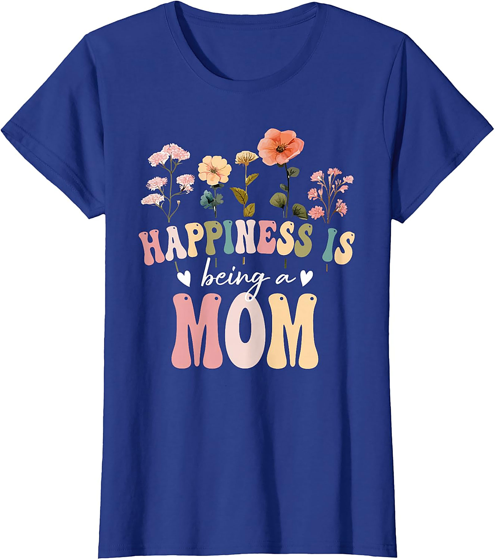 Happiness Is Being A Mom T-shirt Retro Floral Graphic Tee