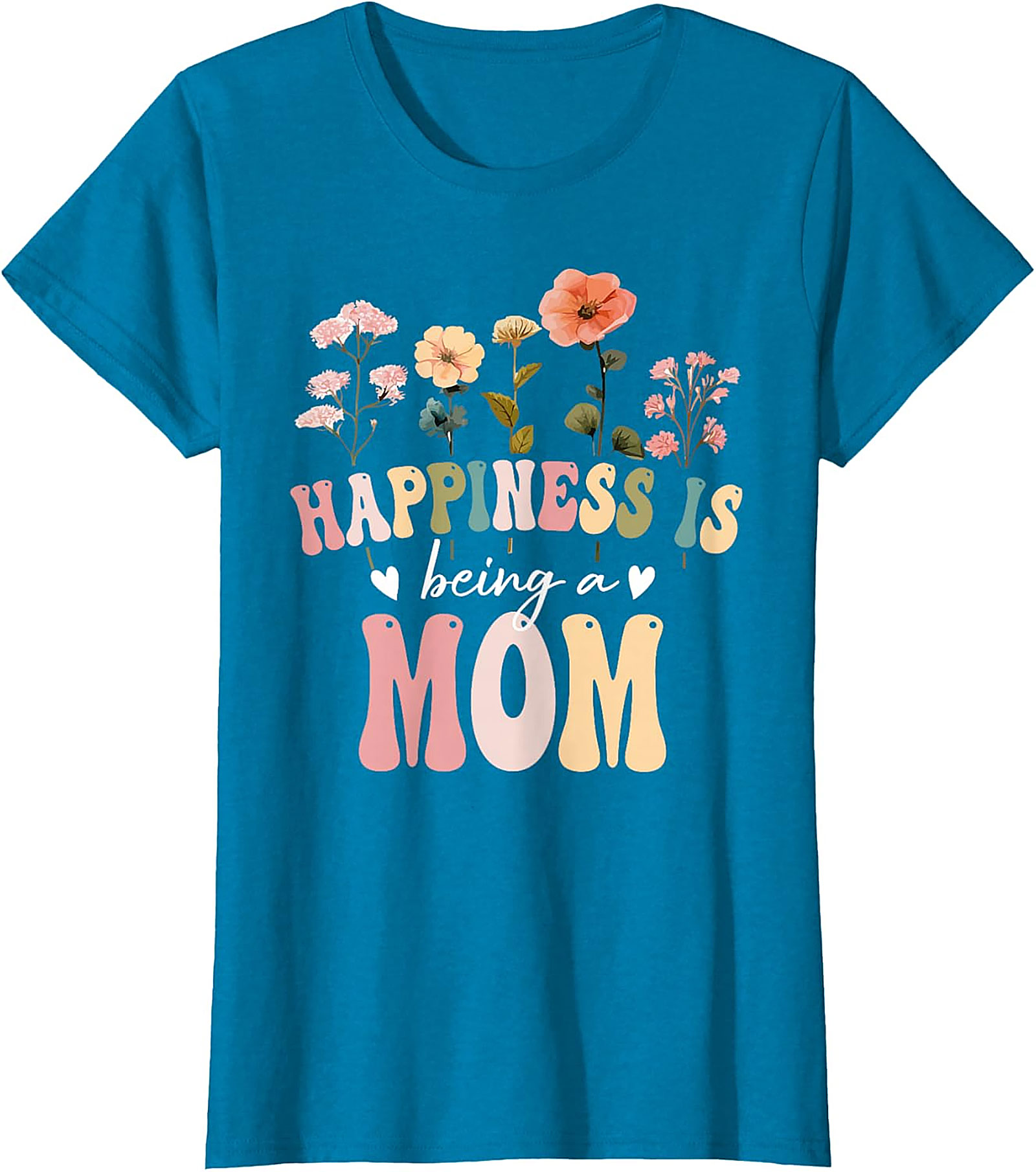 Happiness Is Being A Mom T-shirt Retro Floral Graphic Tee