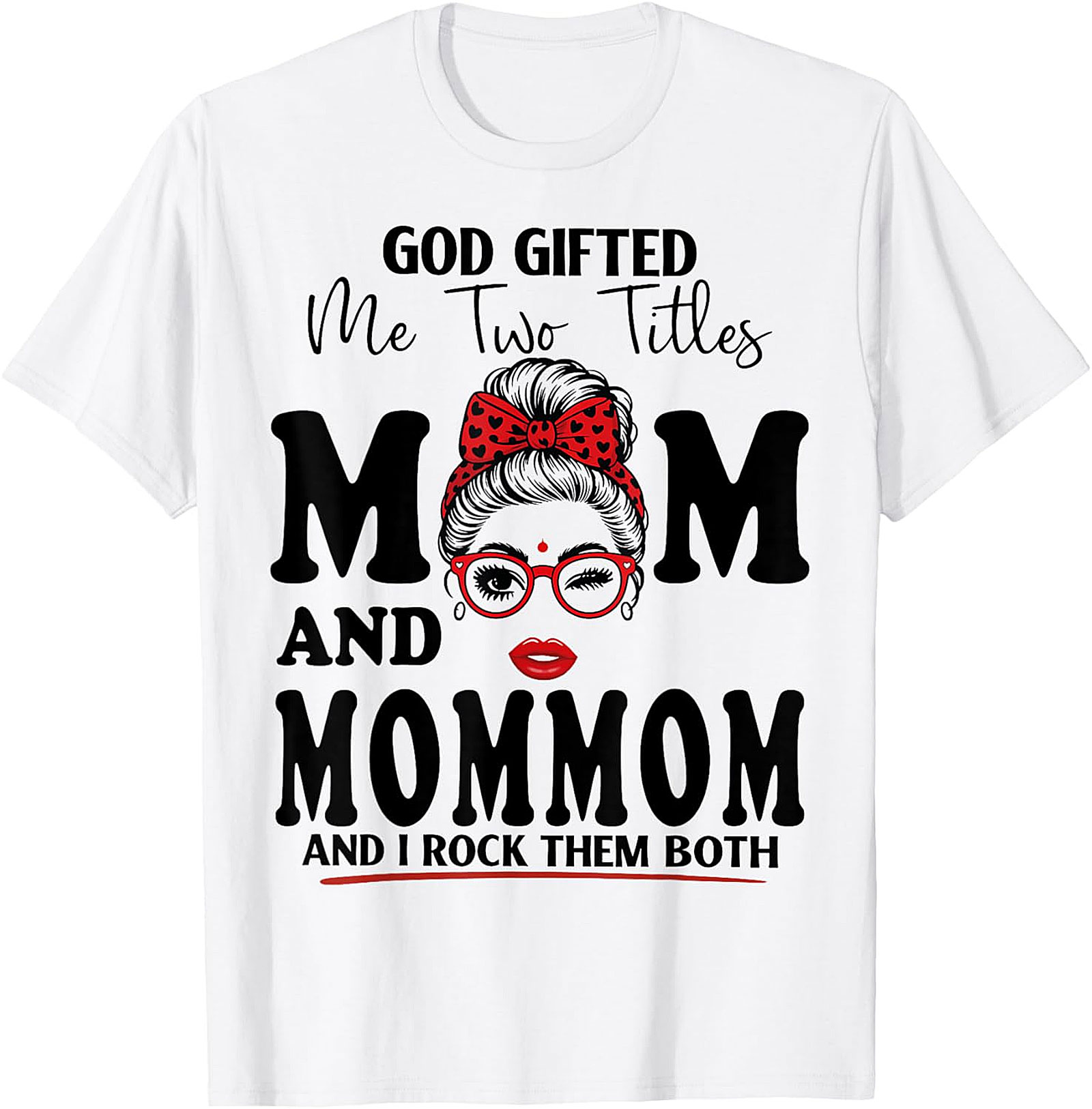 Mom and MomMom Graphic Tee - God Gifted Me Two Titles Shirt