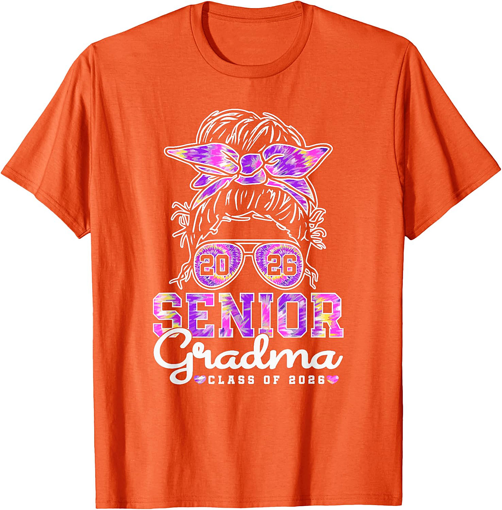 Senior Grandma Class of 2026 T-shirt | Messy Bun Tie-Dye Tee
