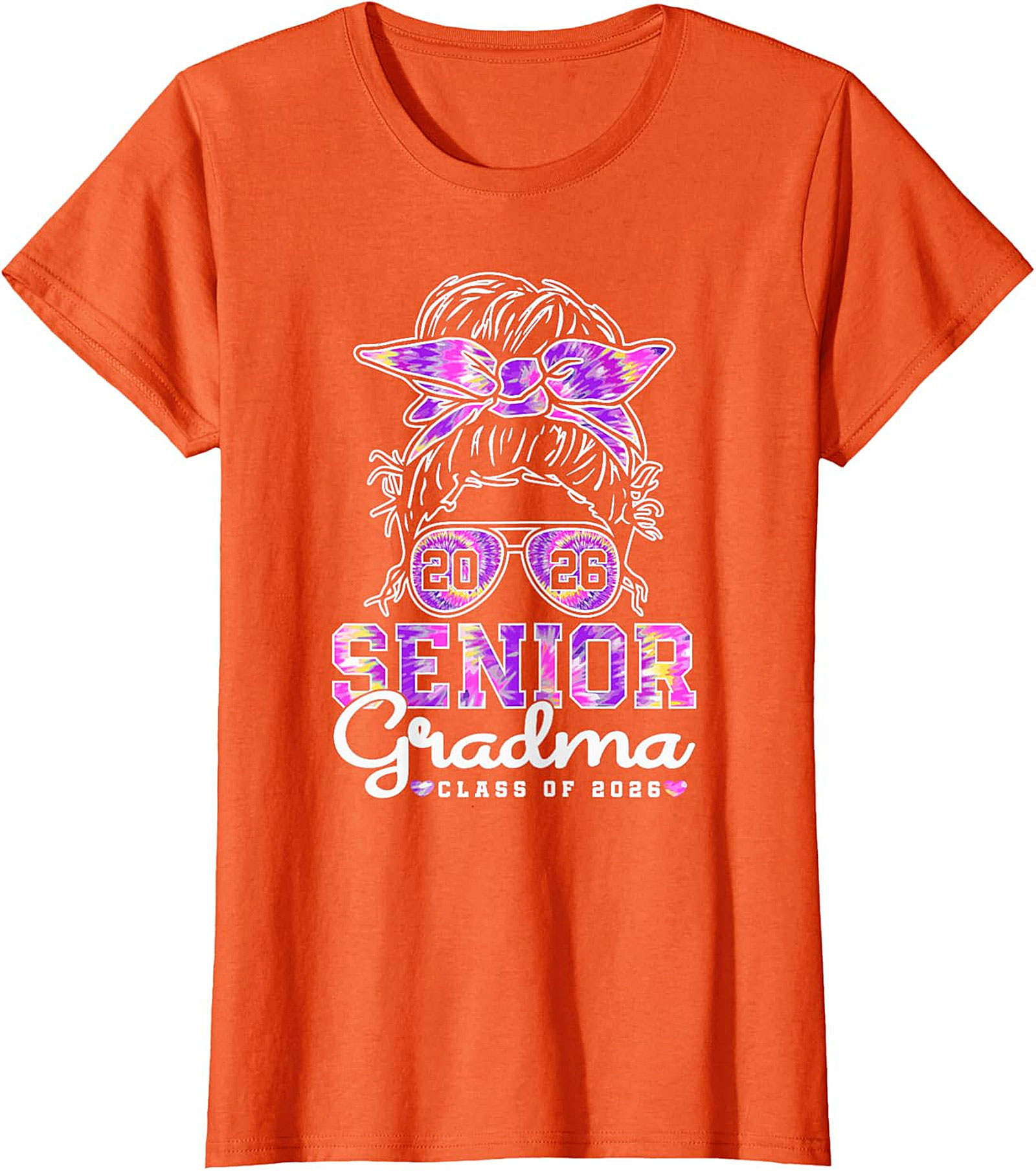 Senior Grandma Class of 2026 T-shirt | Messy Bun Tie-Dye Tee