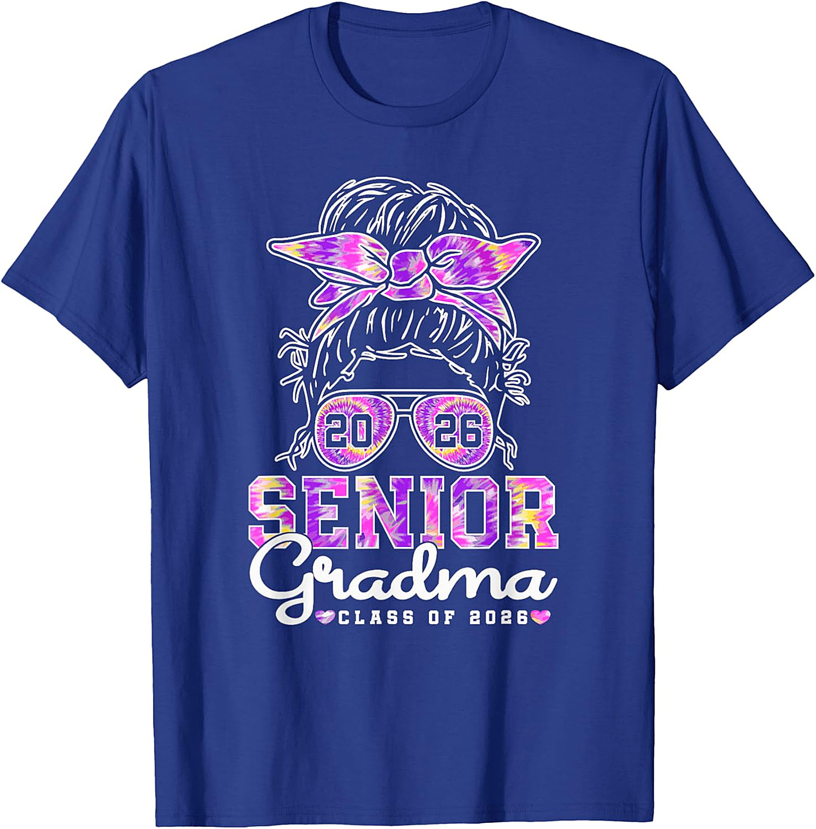 Senior Grandma Class of 2026 T-shirt | Messy Bun Tie-Dye Tee