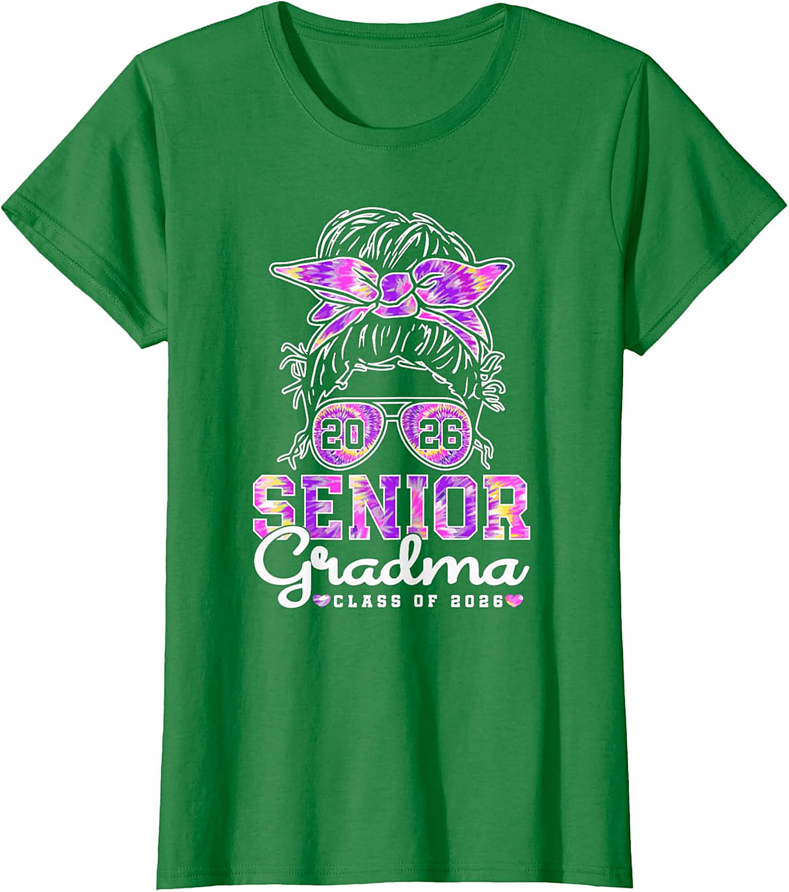 Senior Grandma Class of 2026 T-shirt | Messy Bun Tie-Dye Tee