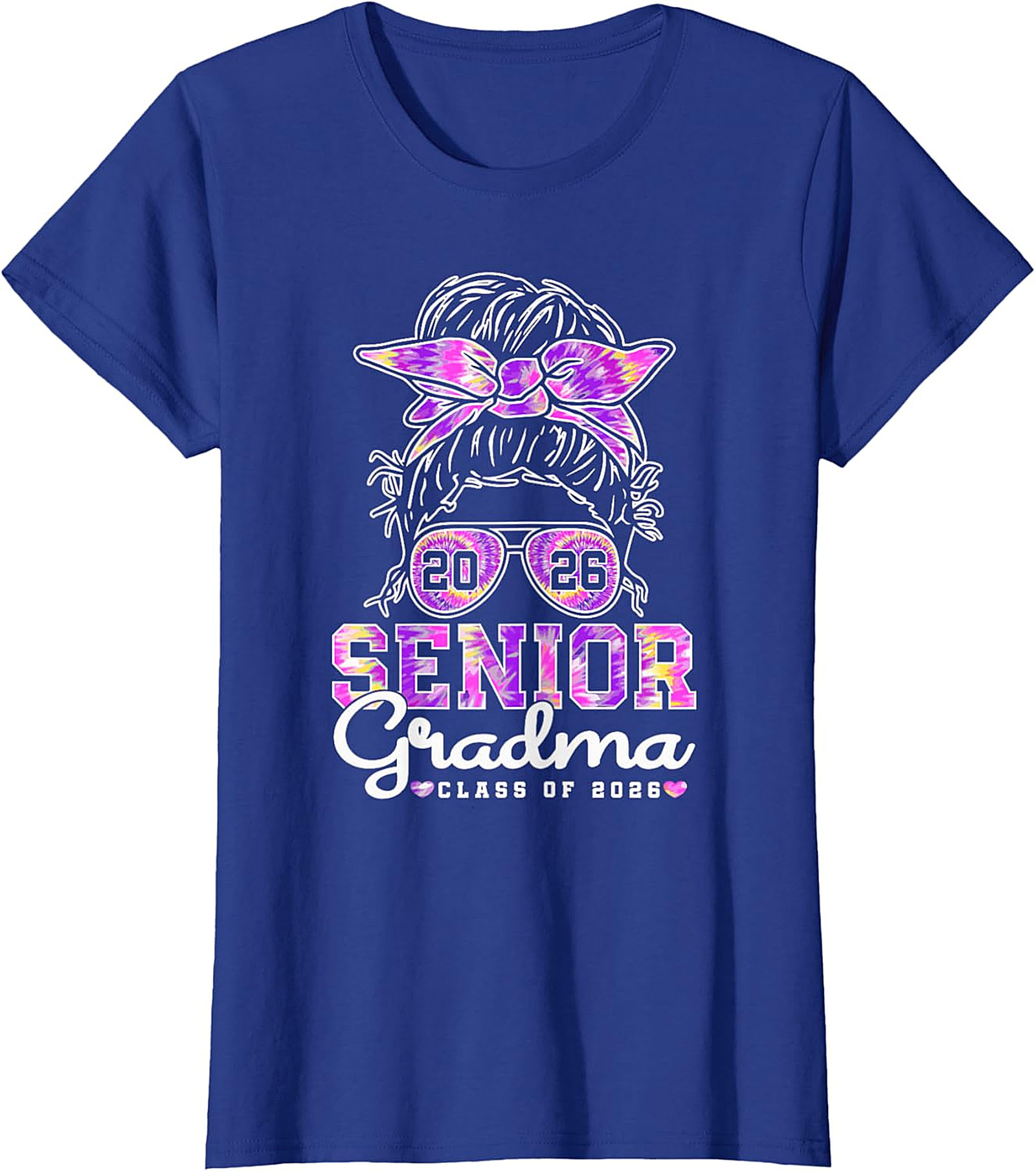 Senior Grandma Class of 2026 T-shirt | Messy Bun Tie-Dye Tee