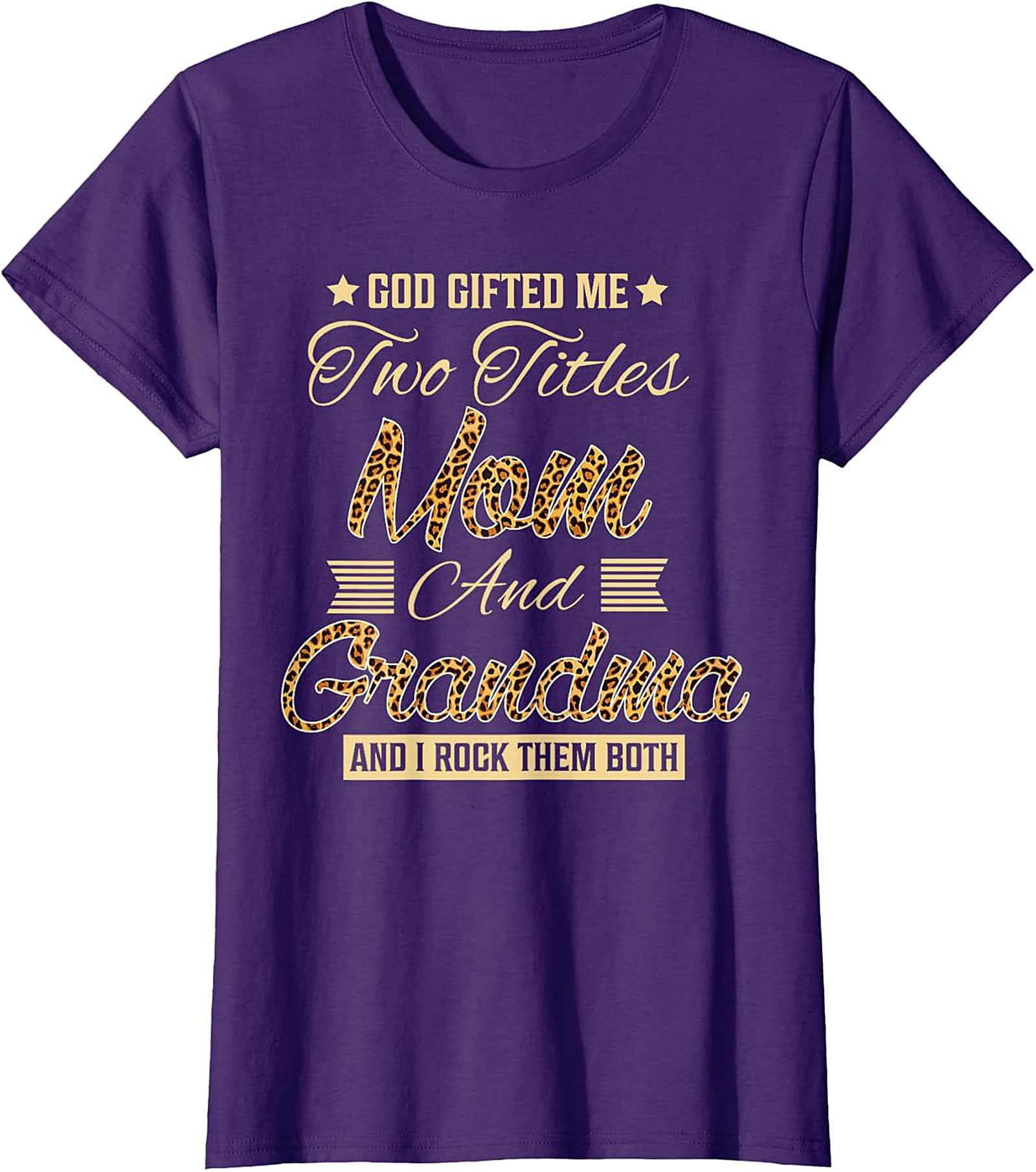  Mom and Grandma T-shirt | God Gifted Me Leopard Print Tee