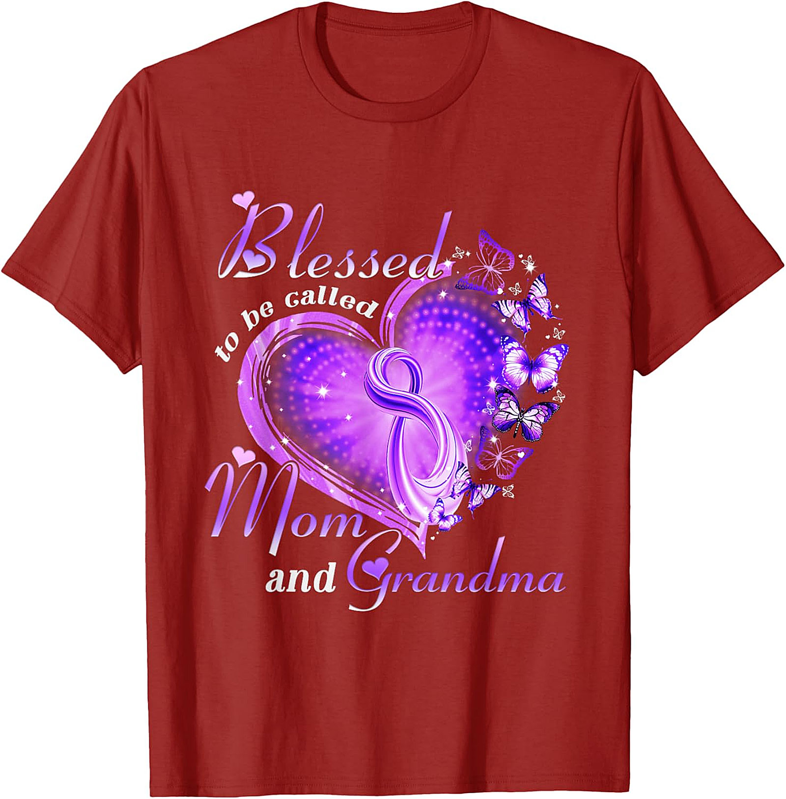 Blessed Mom and Grandma T-Shirt | Purple Butterfly Tee