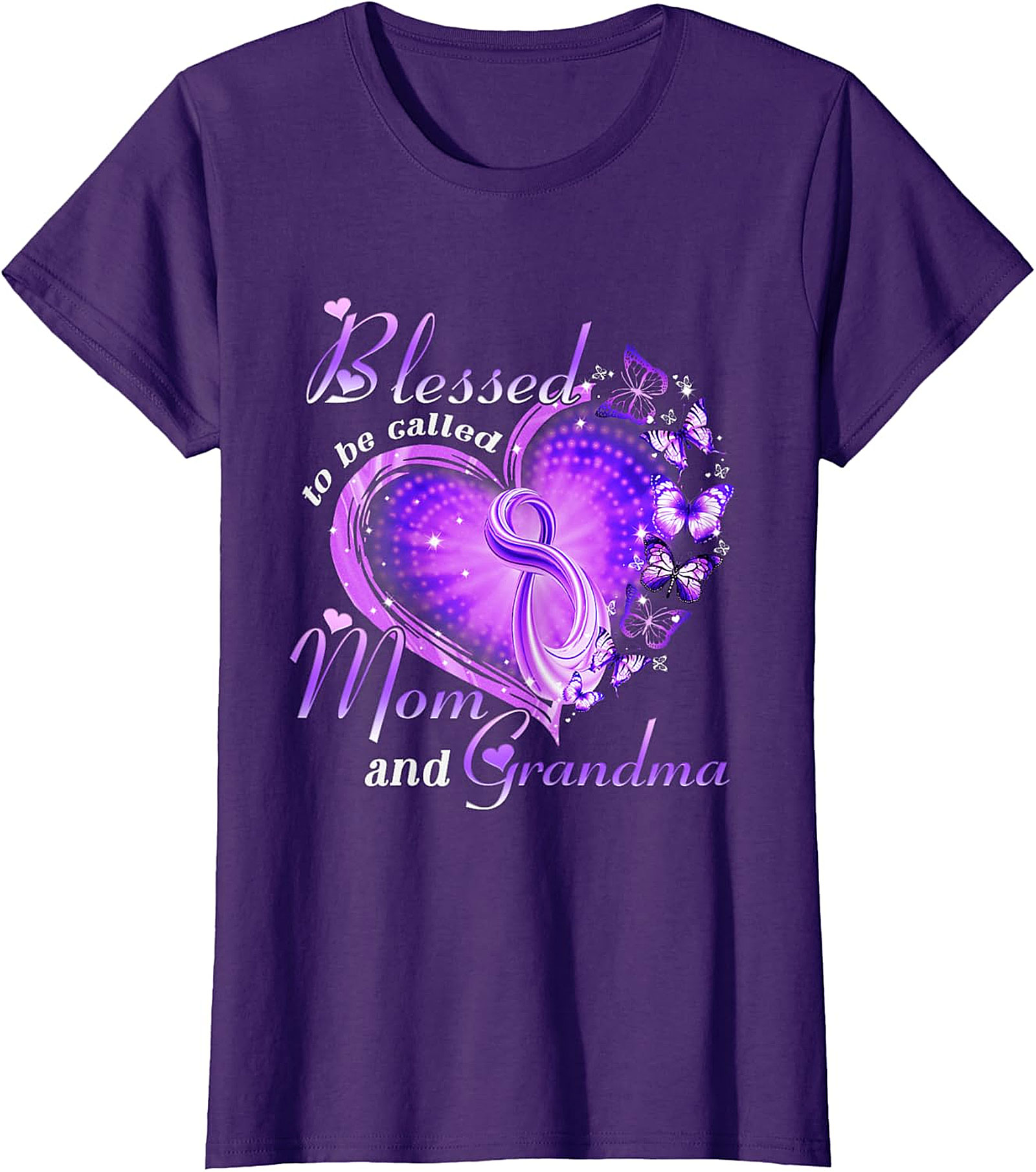 Blessed Mom and Grandma T-Shirt | Purple Butterfly Tee