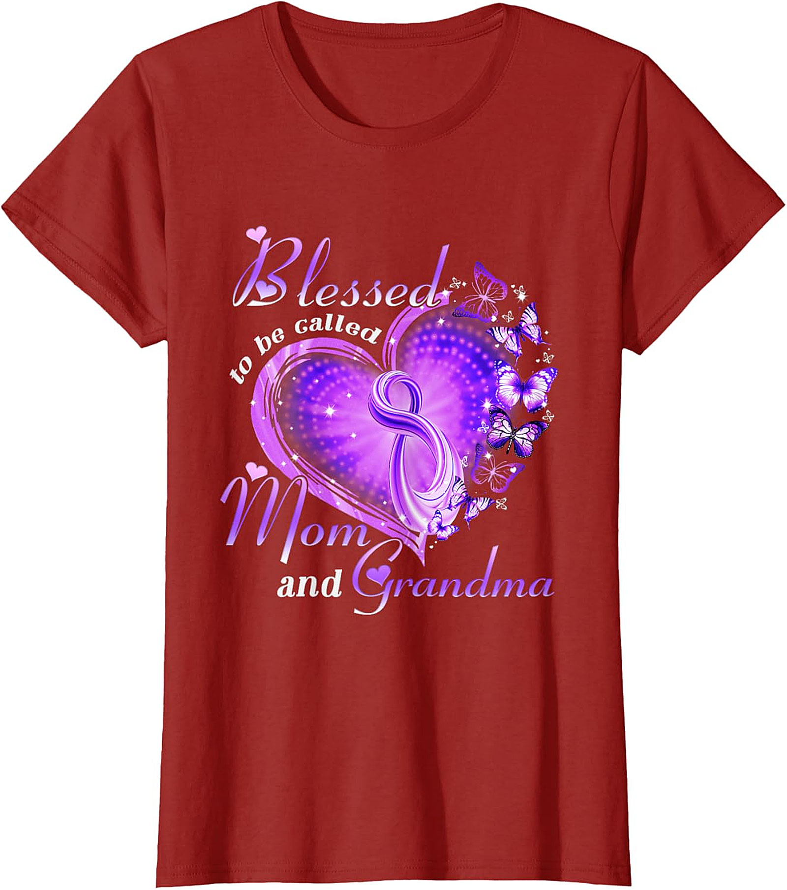 Blessed Mom and Grandma T-Shirt | Purple Butterfly Tee