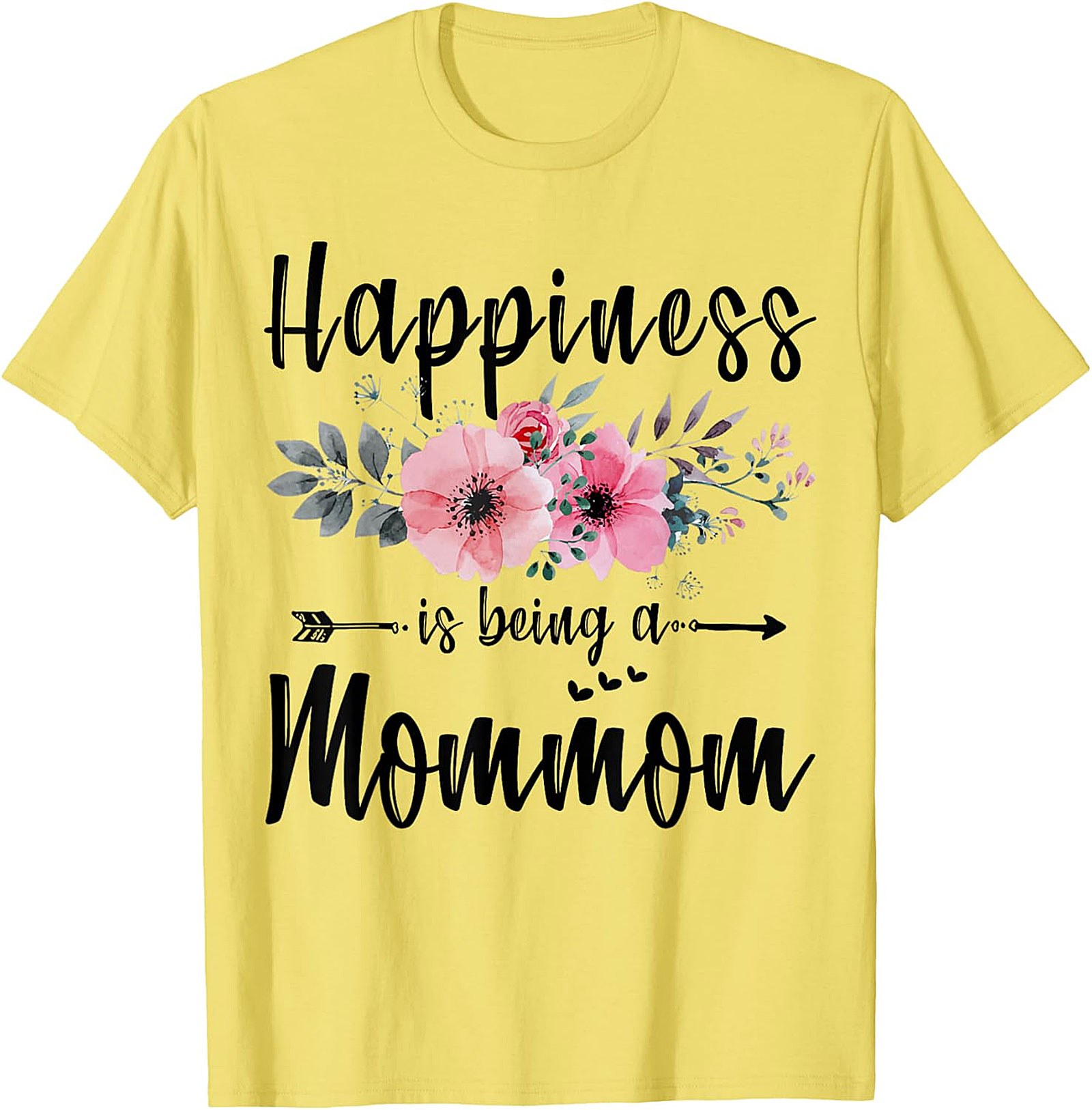 Happiness Is Being A Mommom T-Shirt Floral Grandmother Tee
