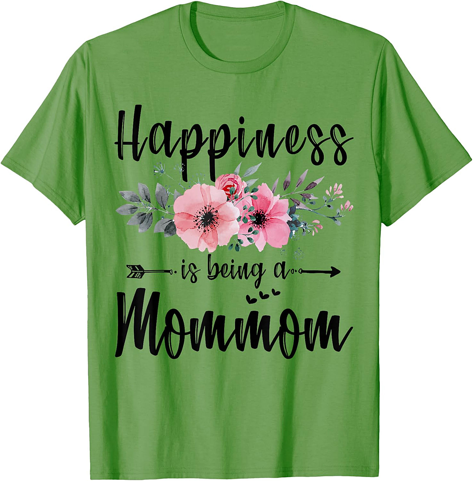 Happiness Is Being A Mommom T-Shirt Floral Grandmother Tee