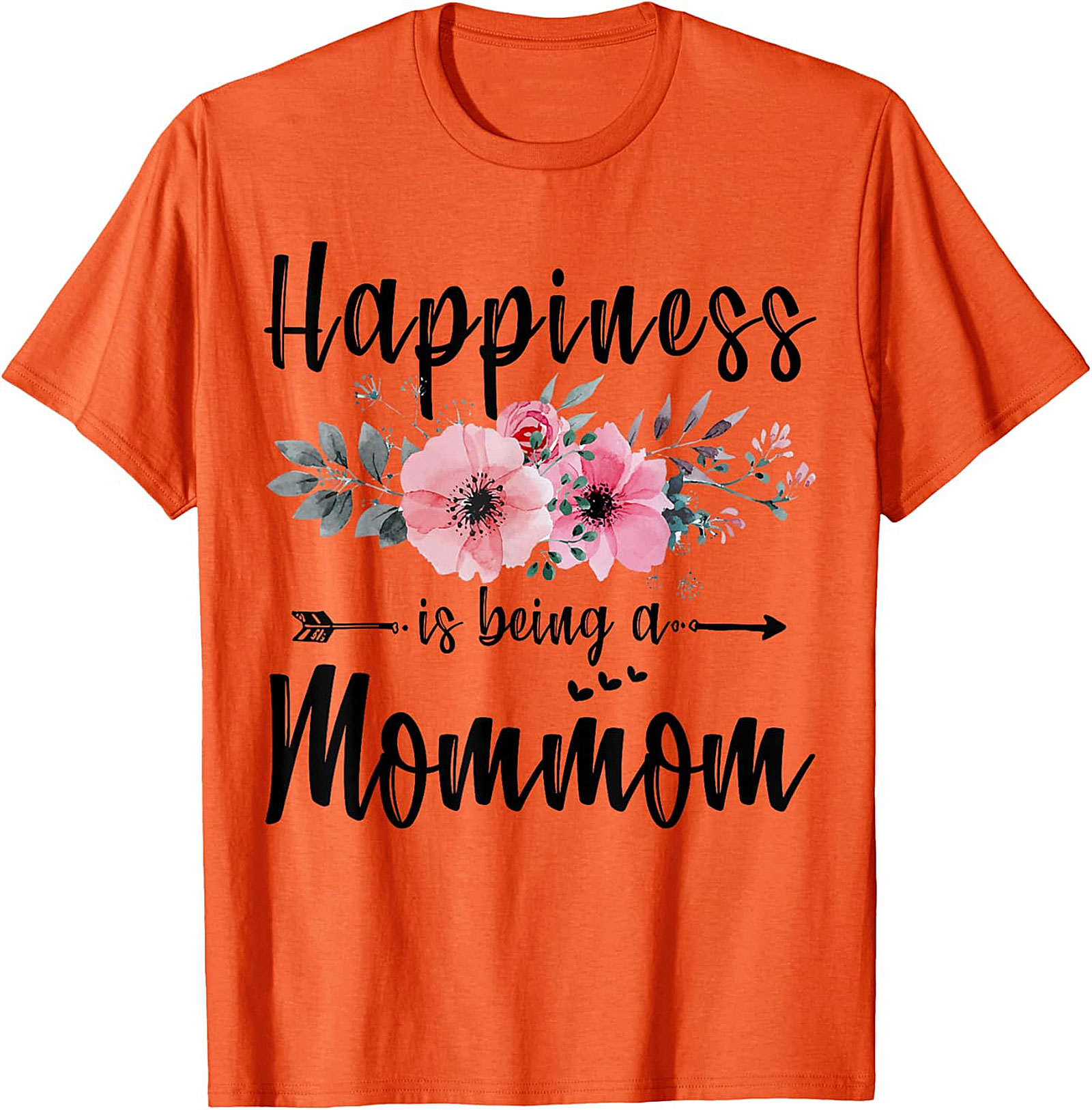 Happiness Is Being A Mommom T-Shirt Floral Grandmother Tee