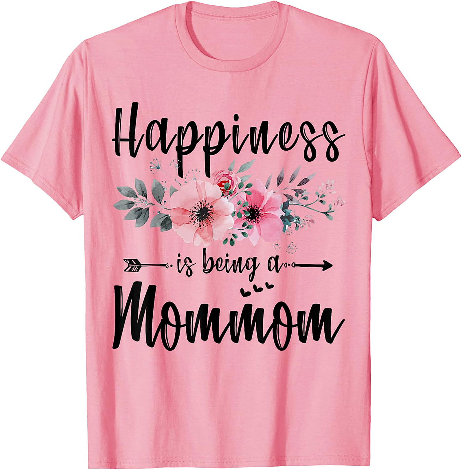Happiness Is Being A Mommom T-Shirt Floral Grandmother Tee